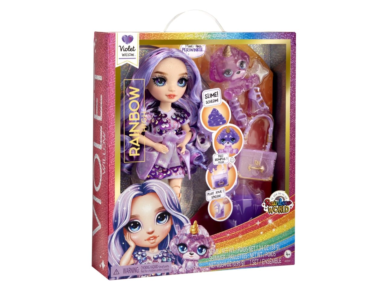 Foto 6 pulgar | Muñeca Moderna Rainbow High Violet Con Limo Y Mascota De 28 Cm, Color Morado - Venta Internacional.