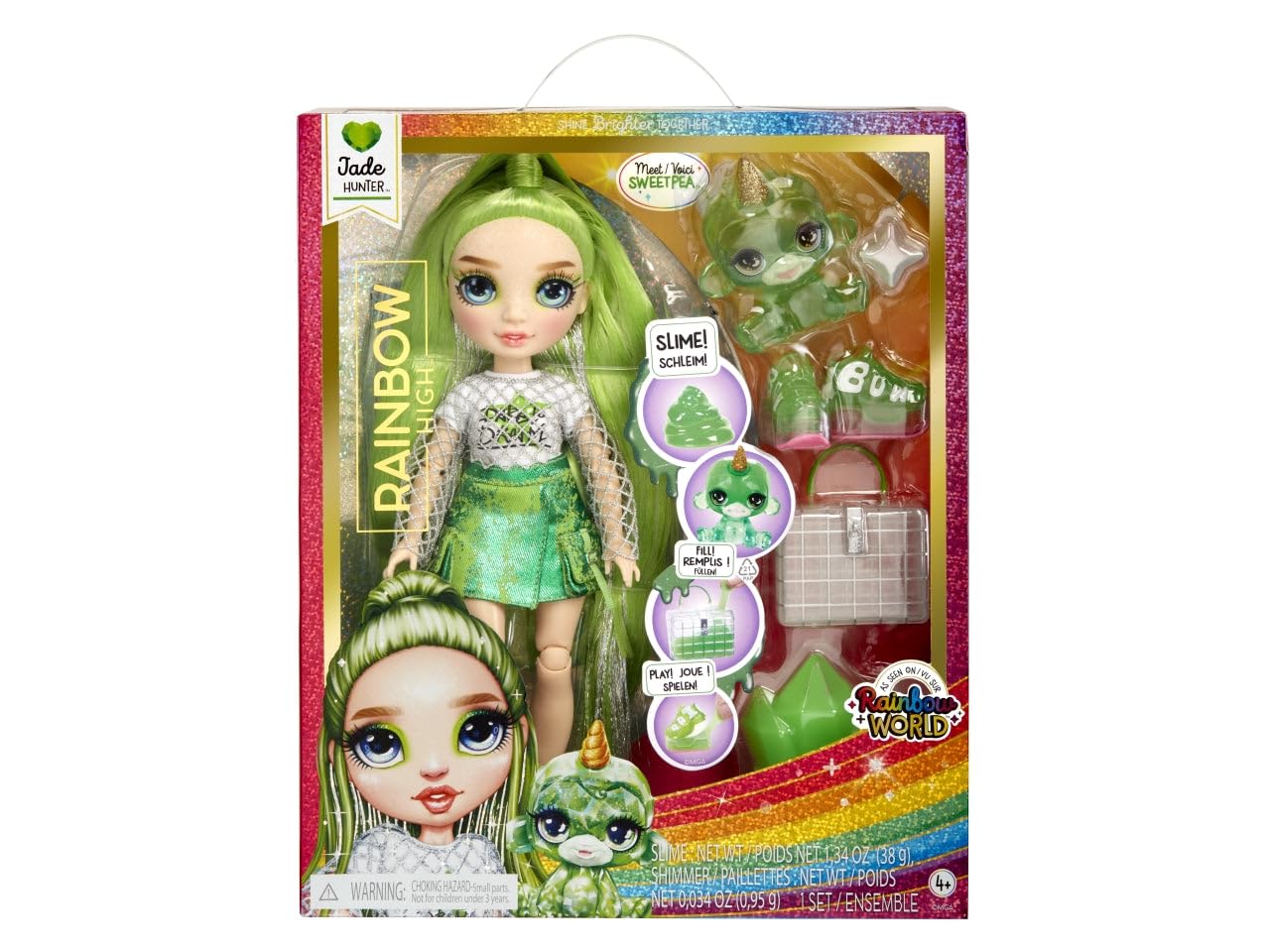 Foto 3 pulgar | Muñeca Moderna Rainbow High Jade Con Limo Y Mascota De 28 Cm Con Acc - Venta Internacional.