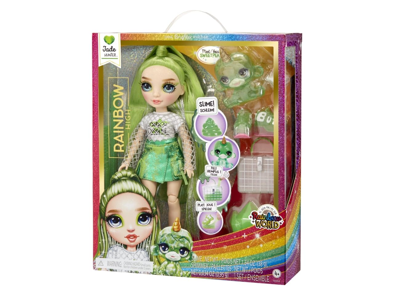 Foto 6 pulgar | Muñeca Moderna Rainbow High Jade Con Limo Y Mascota De 28 Cm Con Acc - Venta Internacional.