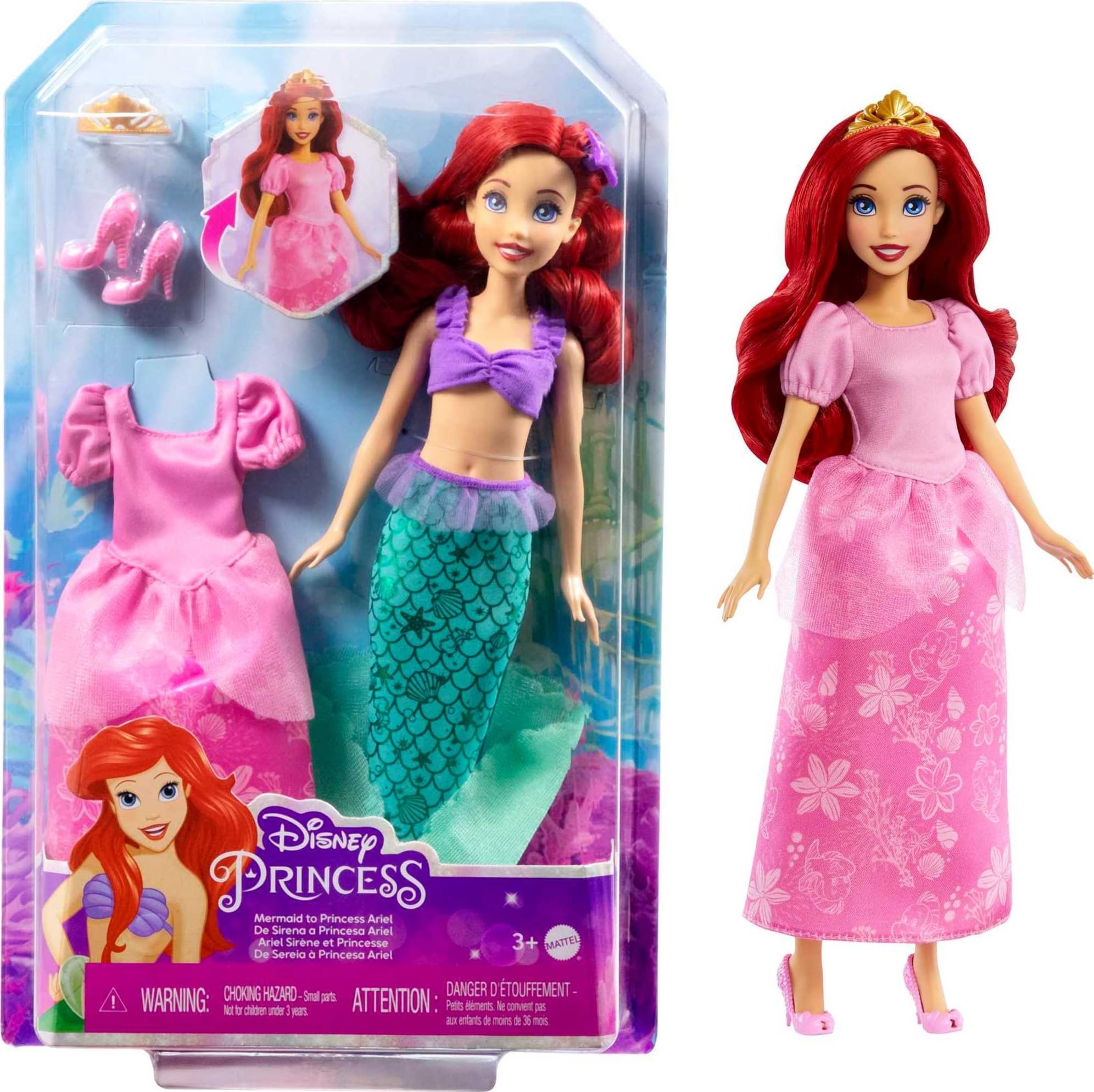 Muñeca Mattel Disney Princess Ariel 2 En 1, De Sirena A Princesa - Venta Internacional.