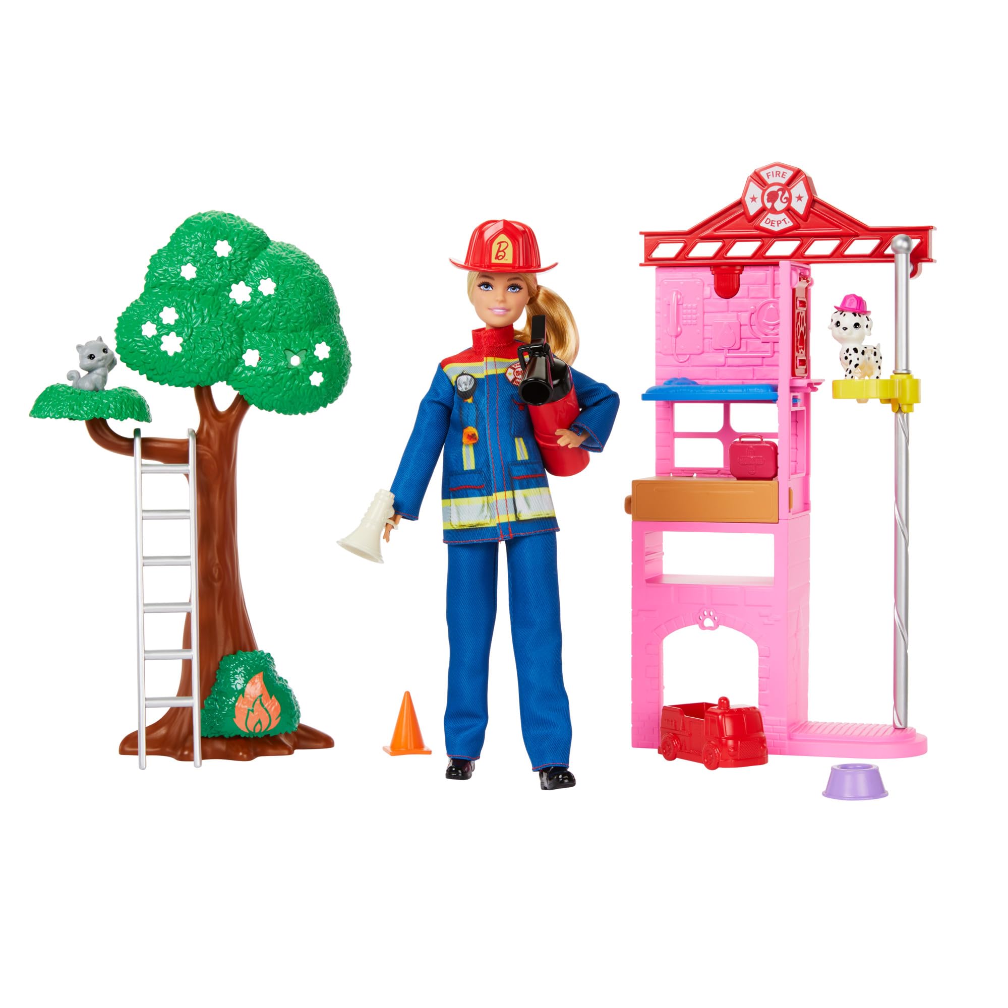 Set De Juego Barbie Careers Firefighter Con Estación De Bomberos Y 2 Mascotas - Venta Internacional.