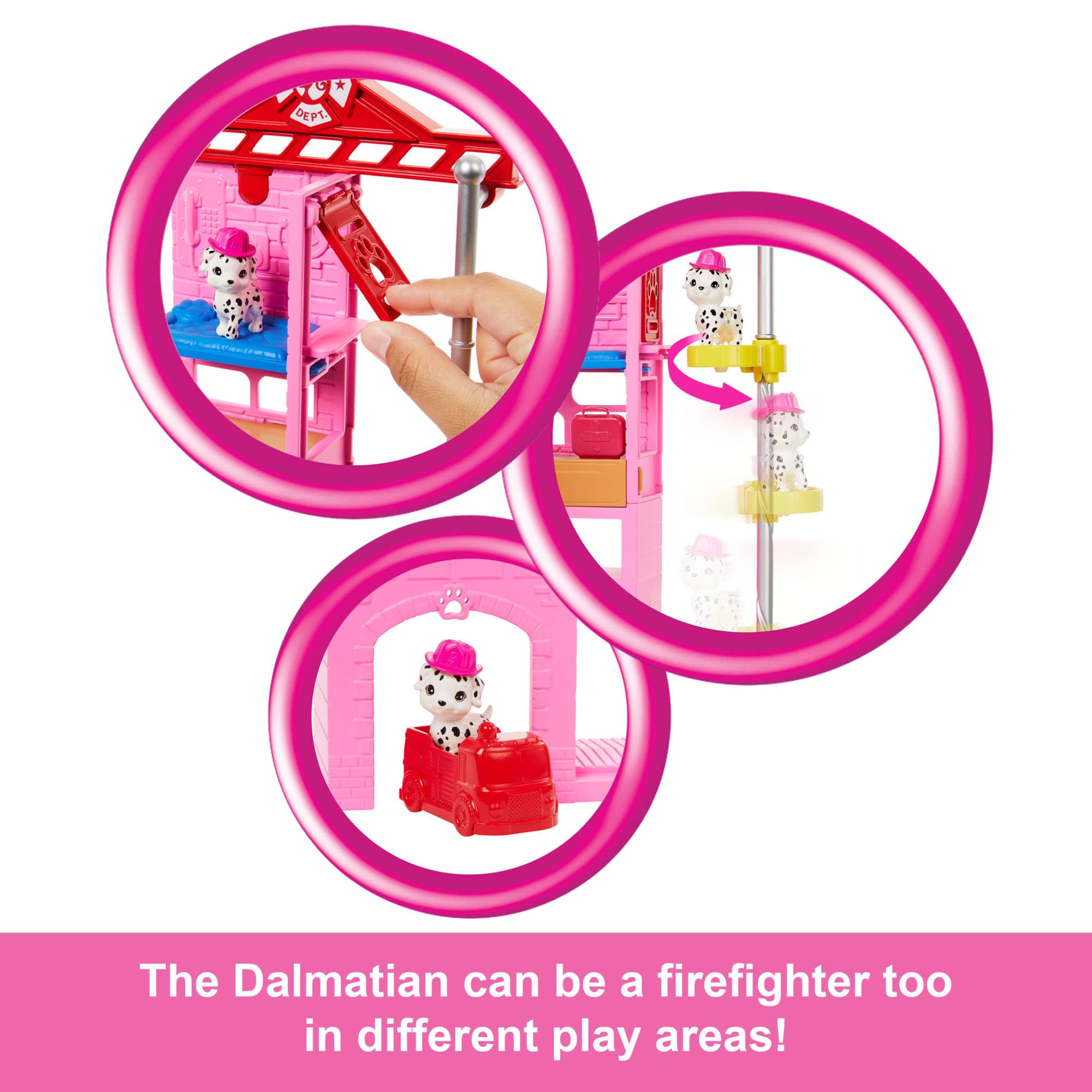 Foto 4 | Set De Juego Barbie Careers Firefighter Con Estación De Bomberos Y 2 Mascotas - Venta Internacional.