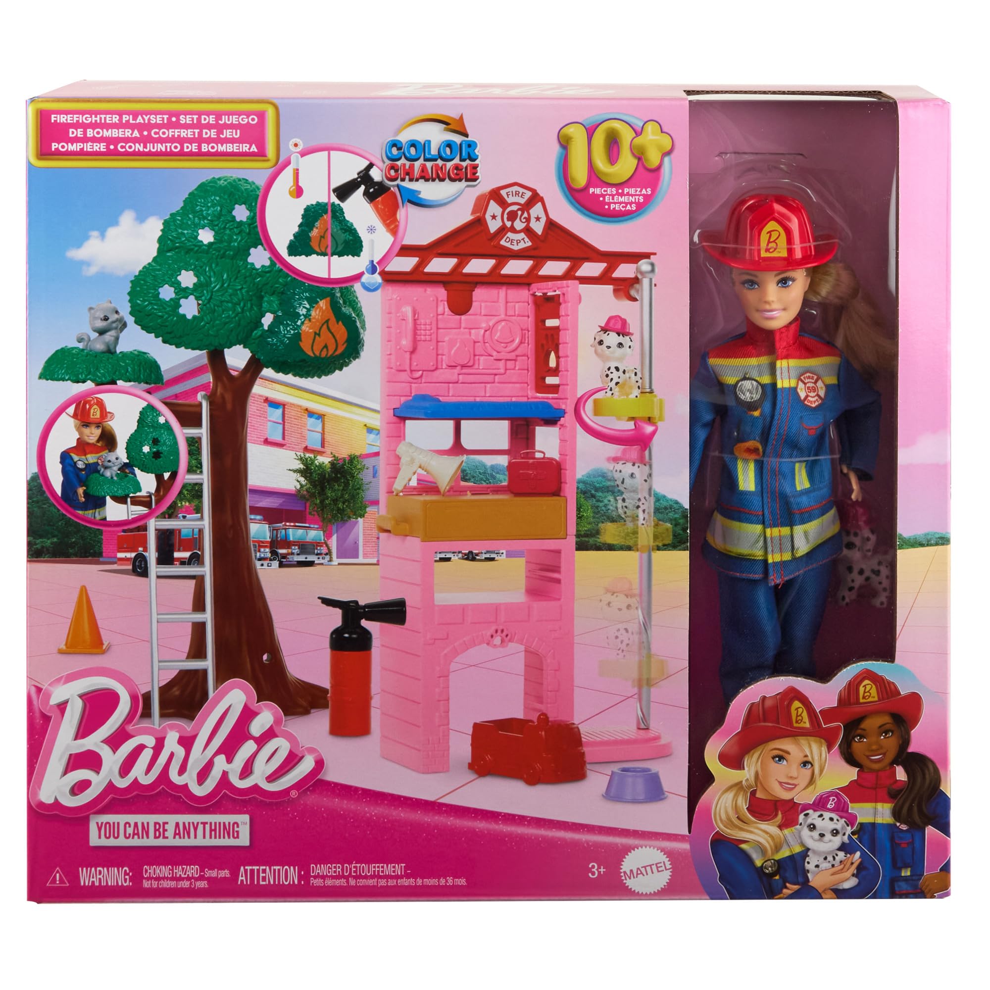 Foto 7 pulgar | Set De Juego Barbie Careers Firefighter Con Estación De Bomberos Y 2 Mascotas - Venta Internacional.
