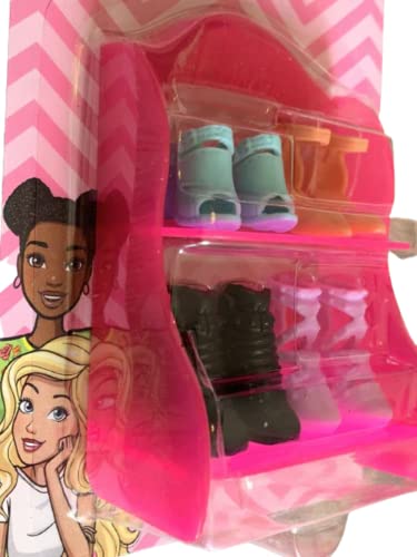 Foto 3 pulgar | Barbie Shoe Pack - Estante Rosa Con 4 Pares De Zapatos Barbie - Venta Internacional.