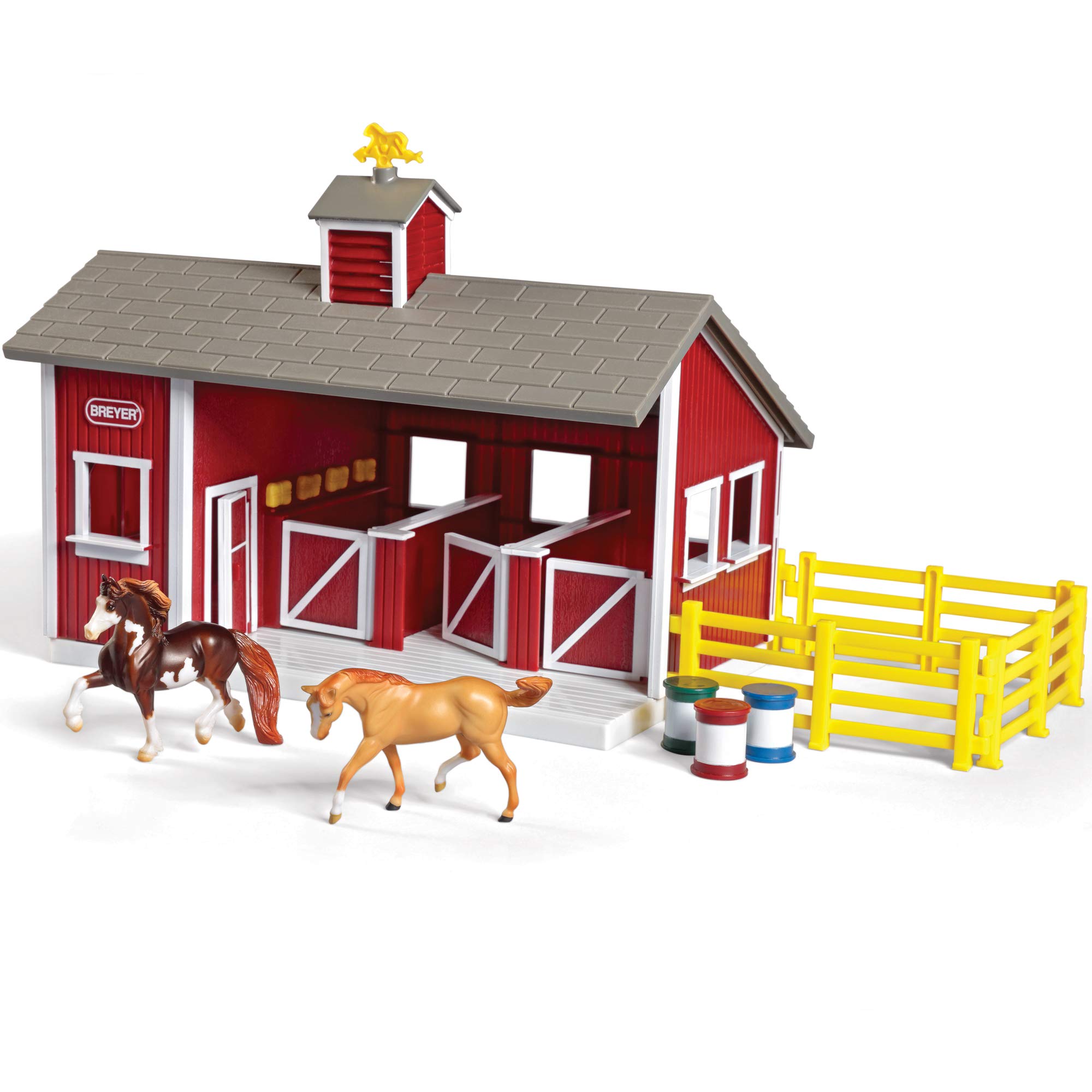Set De Establos Breyer 59197 Rojo Con 2 Caballos Y Accesorios - Venta Internacional.