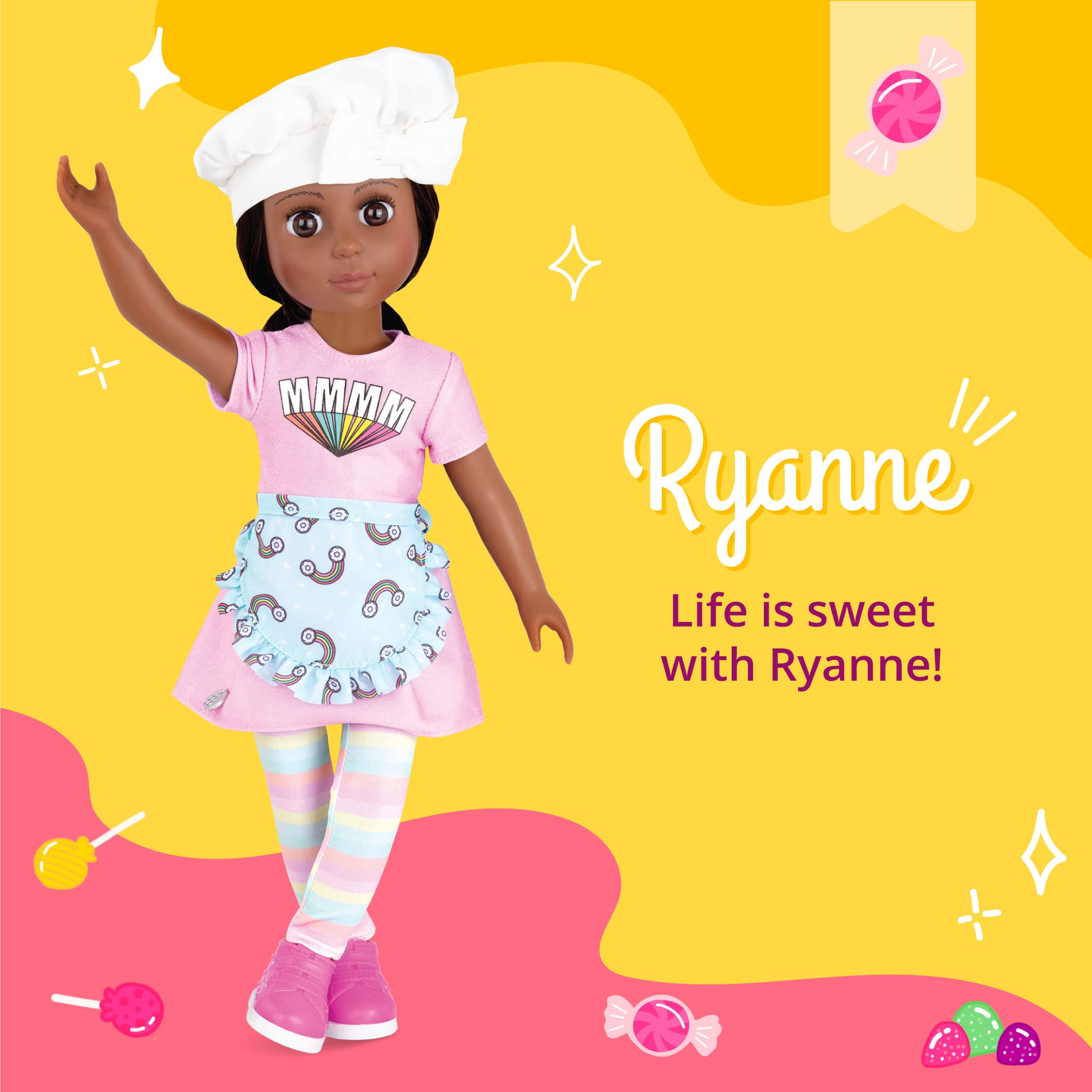 Foto 3 pulgar | Muñeca Posable Con Purpurina Para Niñas Ryanne De 14 Pulgadas Con Atuendo De Arcoíris - Venta Internacional.