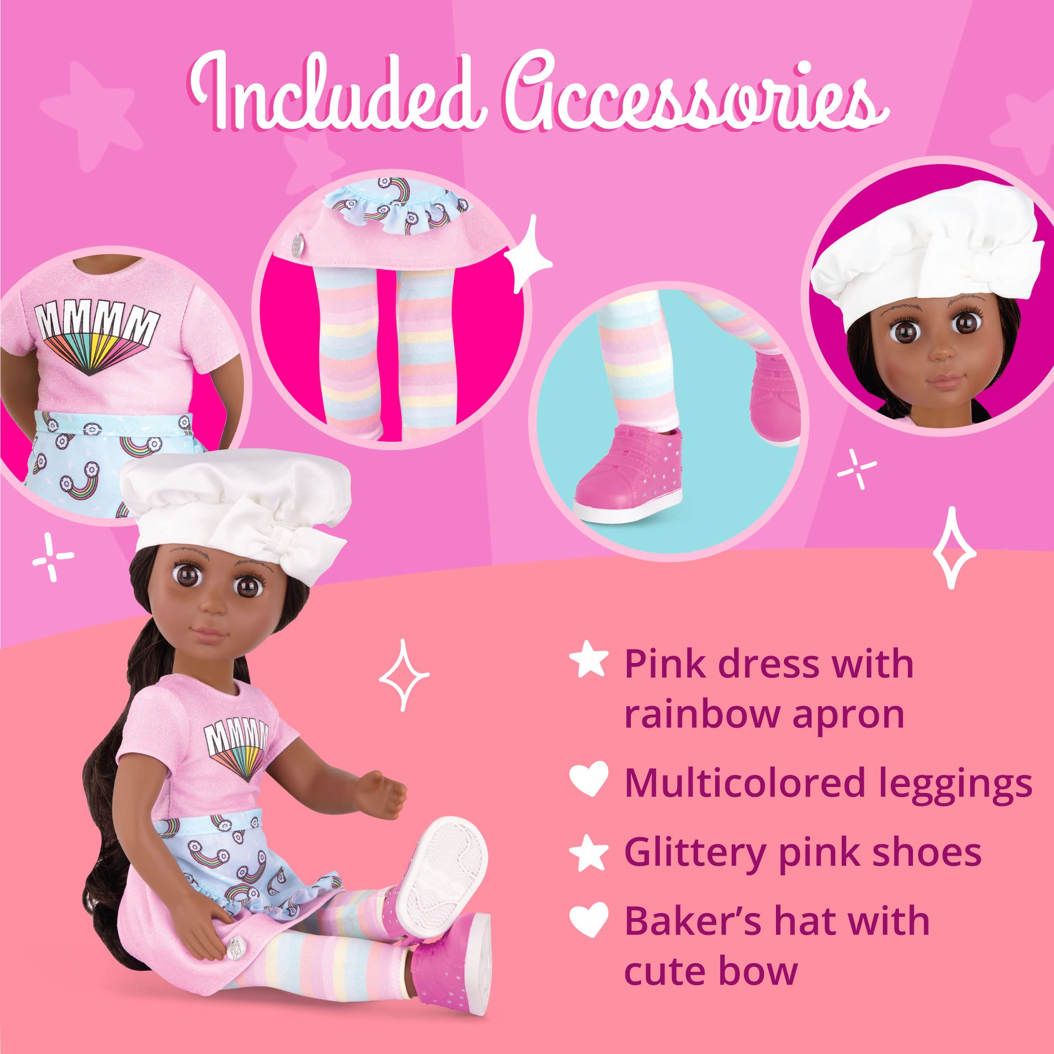 Foto 4 pulgar | Muñeca Posable Con Purpurina Para Niñas Ryanne De 14 Pulgadas Con Atuendo De Arcoíris - Venta Internacional.