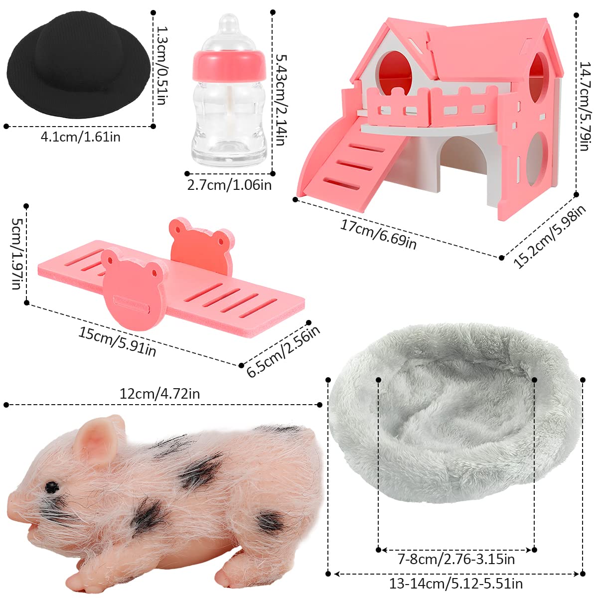Foto 6 pulgar | Muñeca De Silicona Con Forma De Cerdo, Pequeña, Suave Y Realista, Con Accesorios - Venta Internacional.