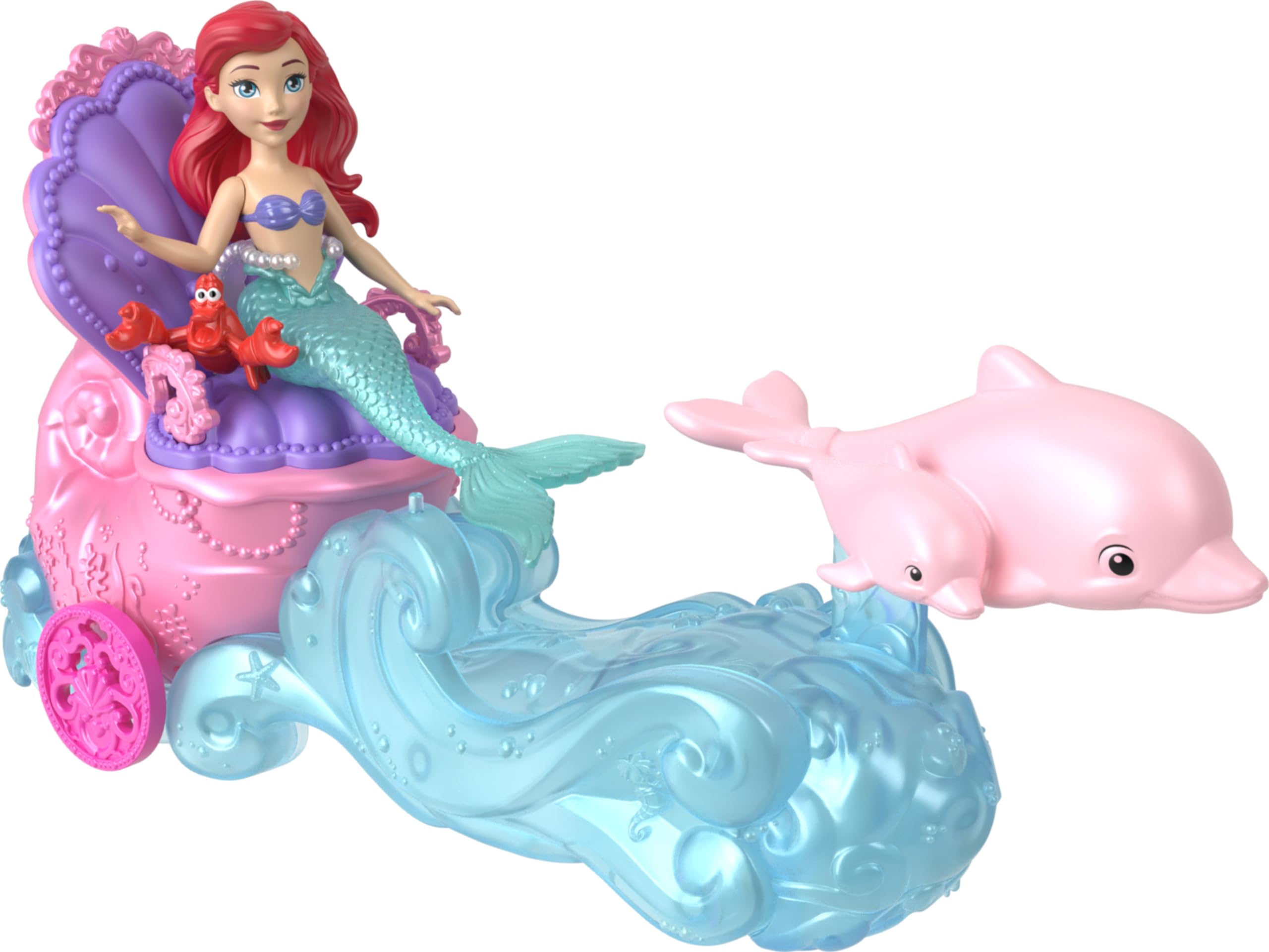 Toy Mattel Disney Princess Ariel Mermaid Con Carro Rodante - Venta Internacional.