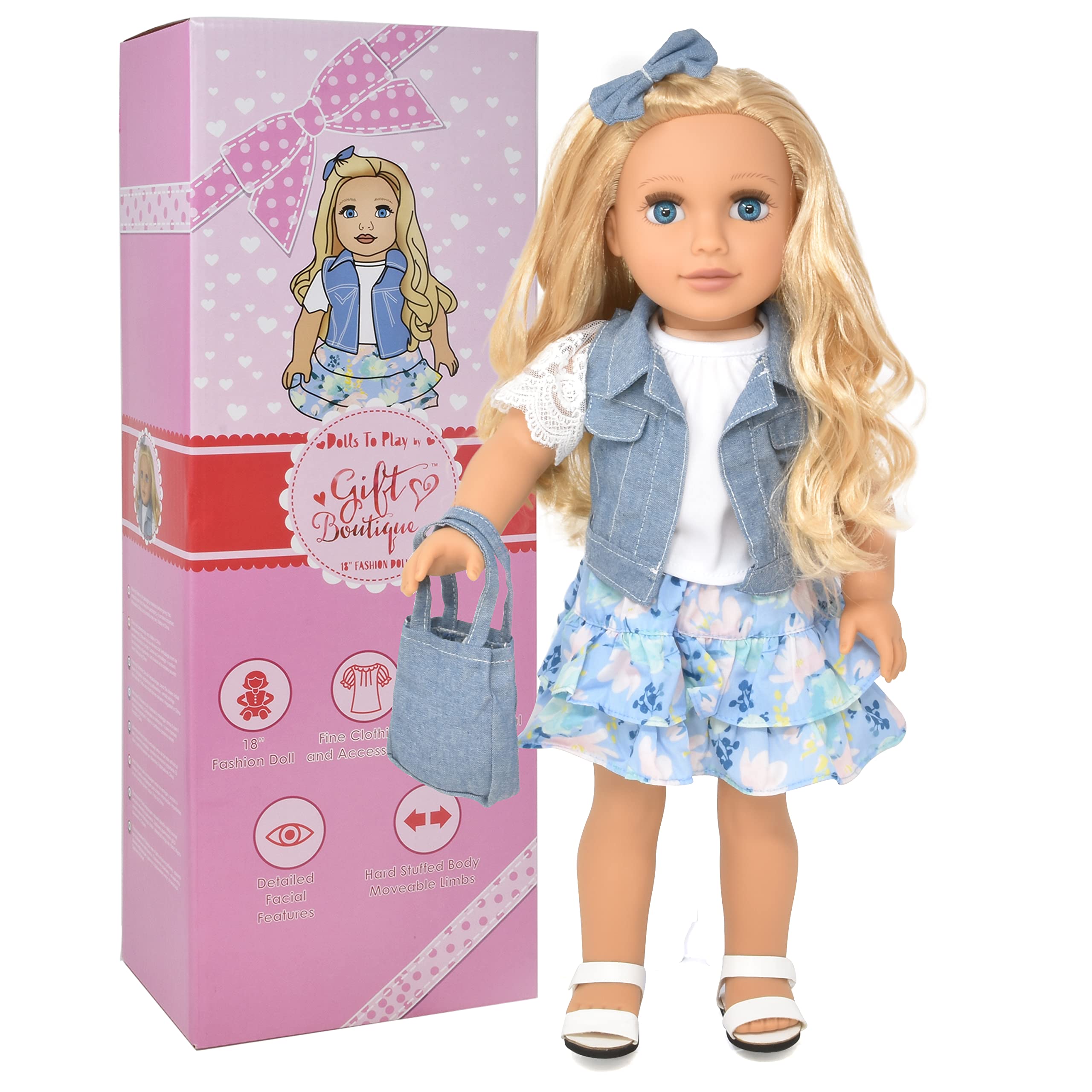 Foto 7 pulgar | Tienda De Regalos Para Muñecas De Moda De 18 Pulgadas Con Cabello Rubio Y Ojos Azules - Venta Internacional.