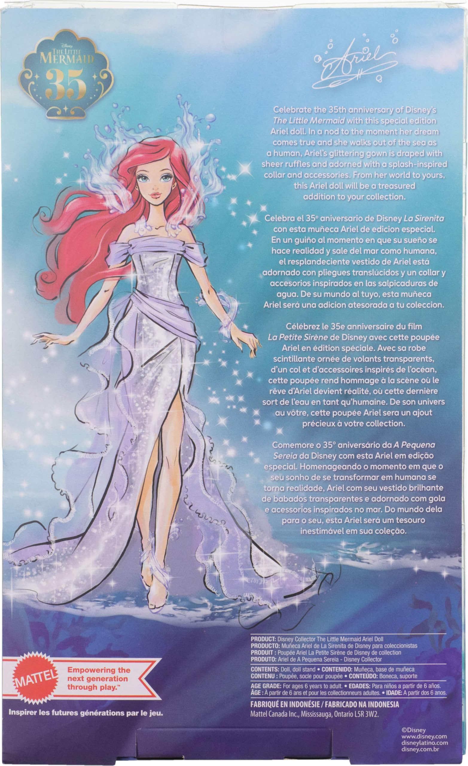 Foto 8 pulgar | Muñeca Mattel Disney Coleccionista Ariel La Sirenita 35th - Venta Internacional.
