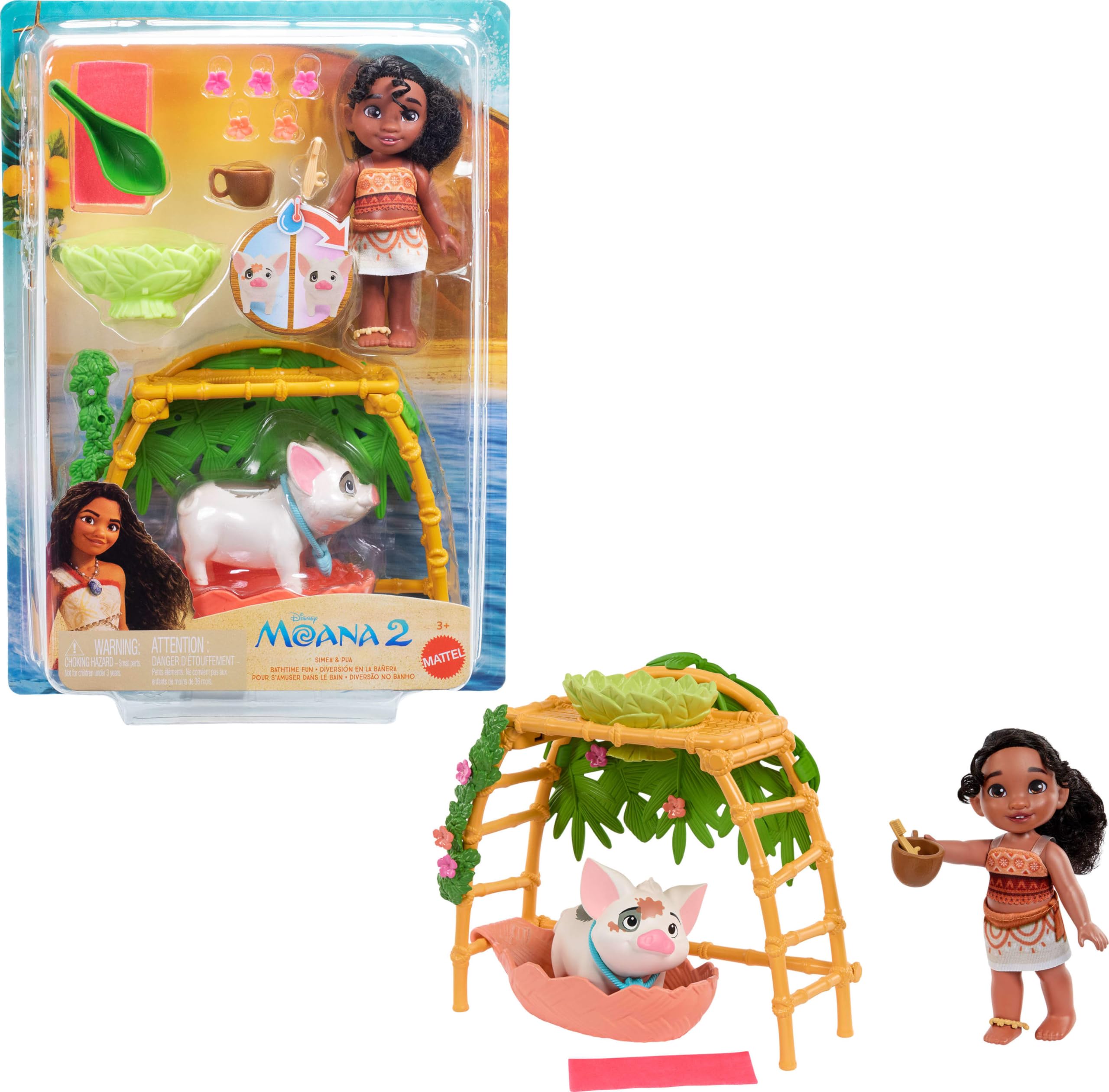 Playset Mattel Disney Moana 2 Simea Y Pua Bathtime Fun - Venta Internacional.