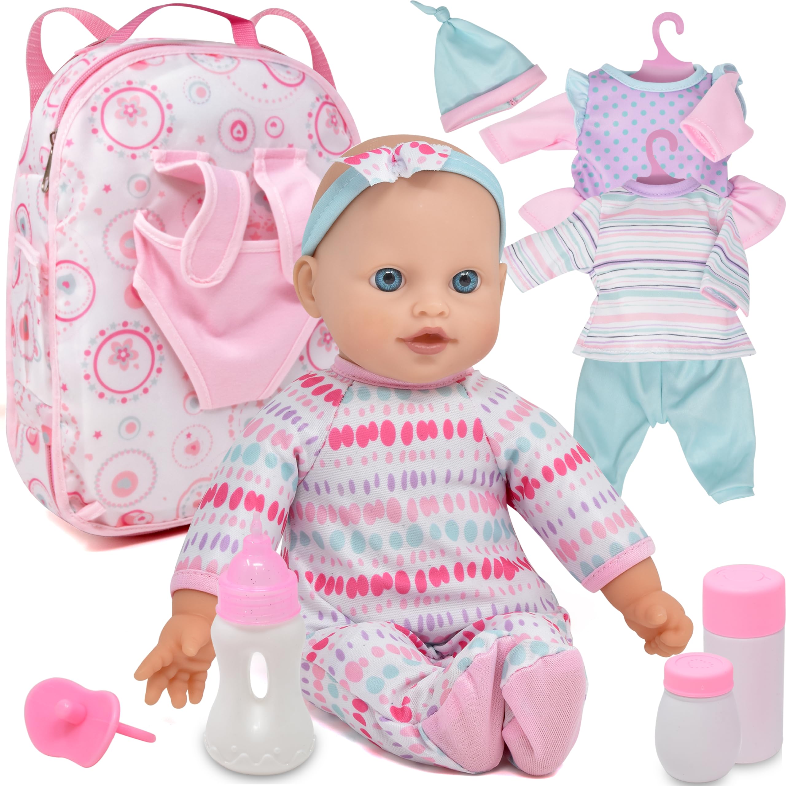 Set De Regalo Baby Doll Soft Body Con Ropa Y Mochila De 30 Cm - Venta Internacional.