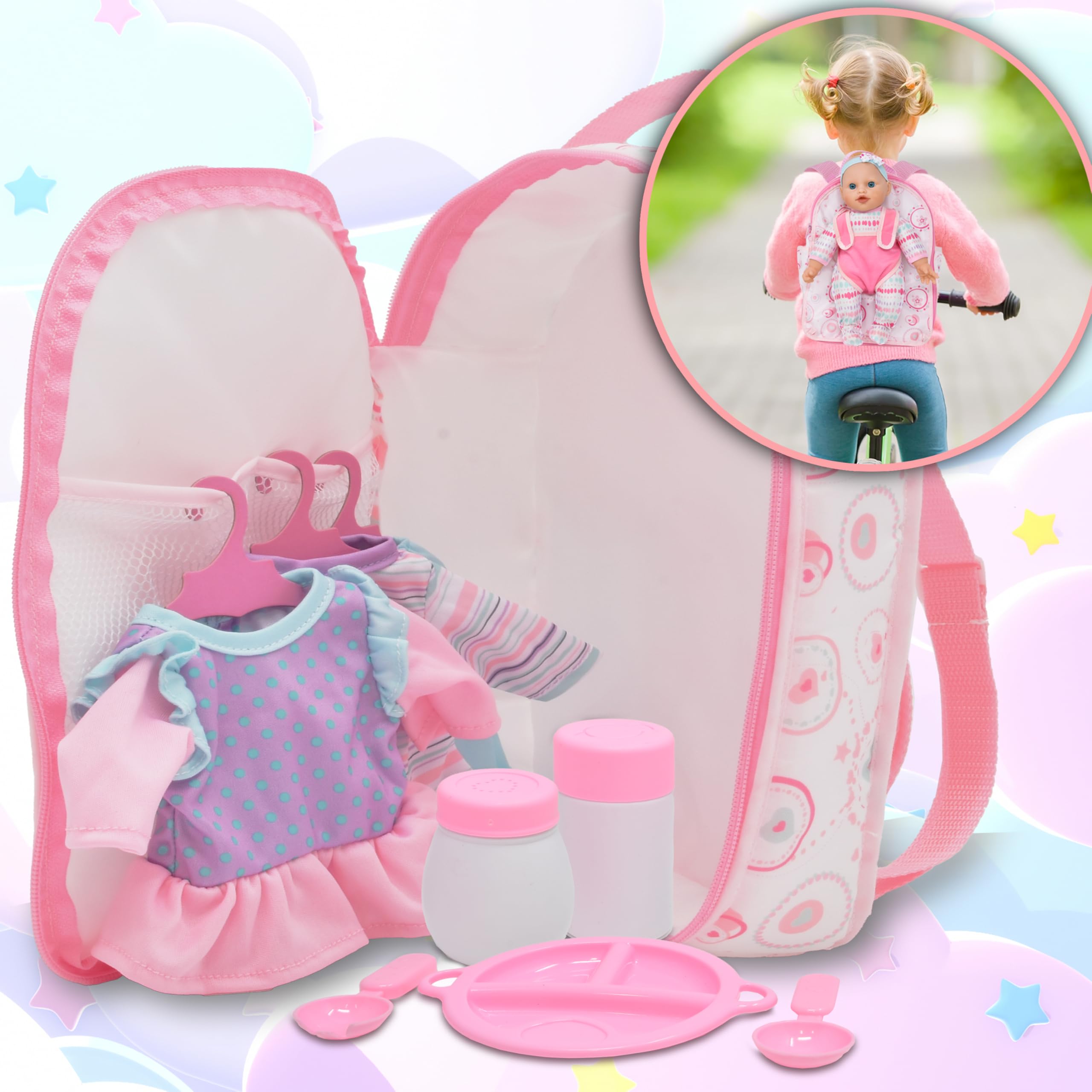 Foto 4 pulgar | Set De Regalo Baby Doll Soft Body Con Ropa Y Mochila De 30 Cm - Venta Internacional.