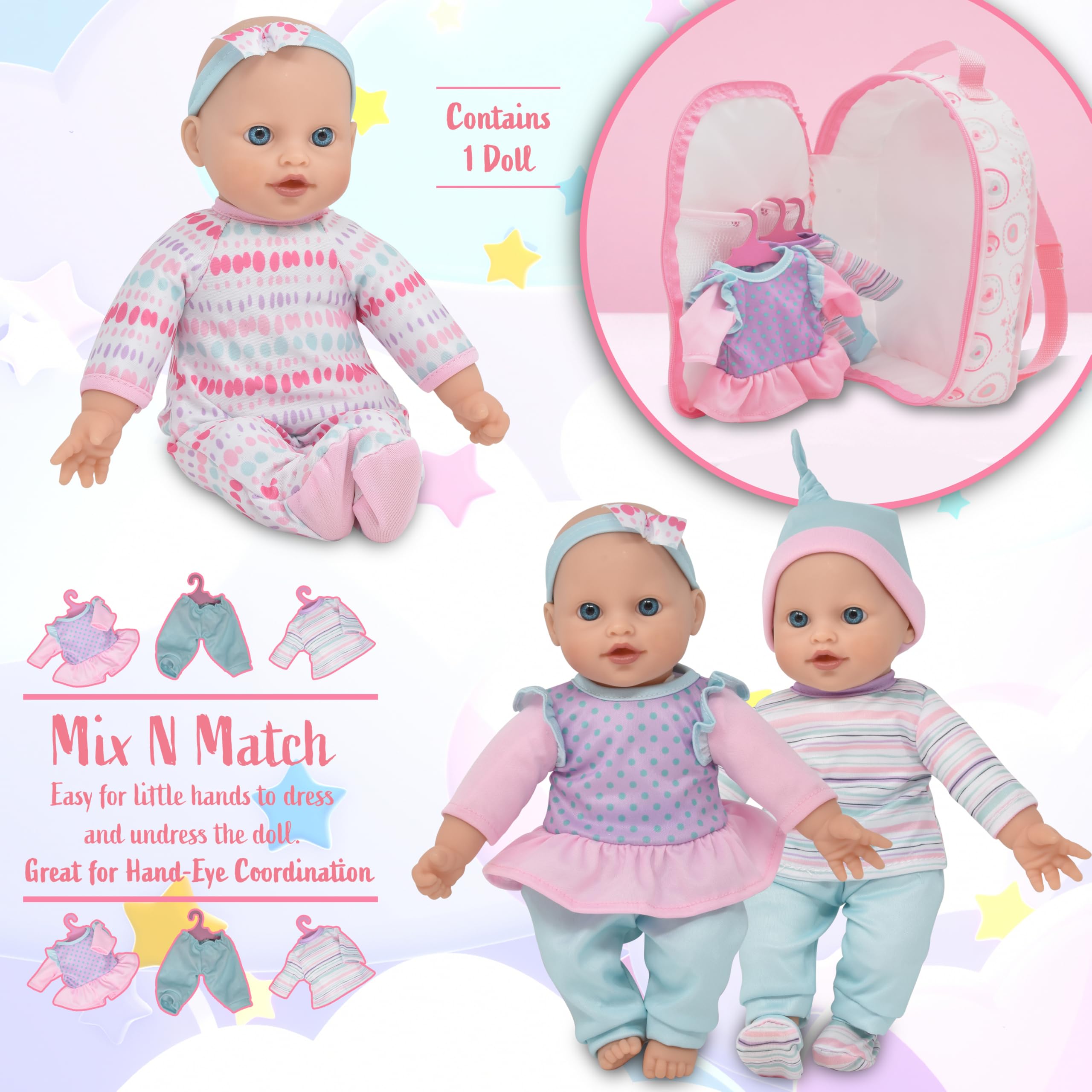Foto 5 pulgar | Set De Regalo Baby Doll Soft Body Con Ropa Y Mochila De 30 Cm - Venta Internacional.