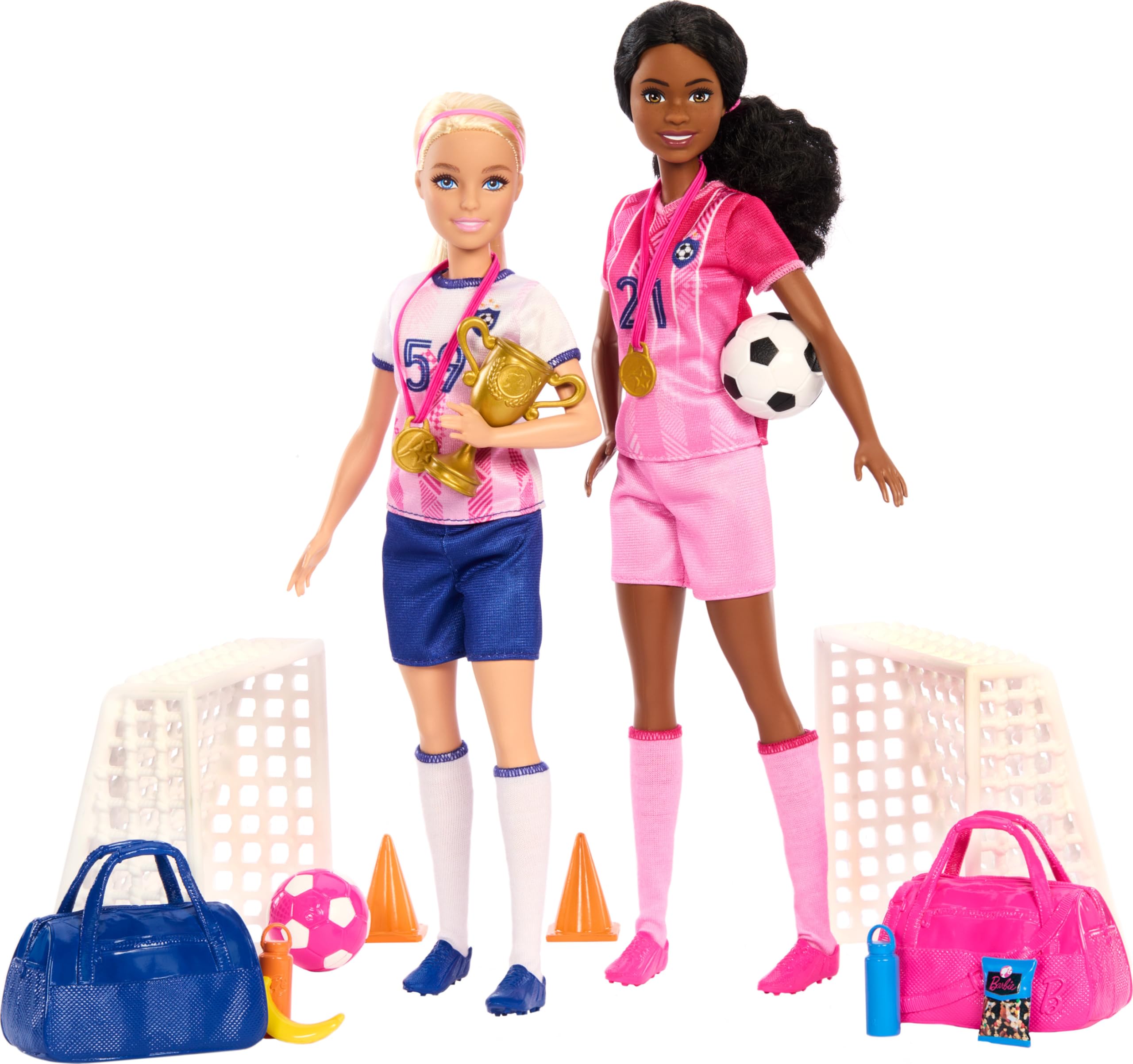 Playset Barbie Careers Para Jugador De Fútbol Con 2 Muñecas Y 15 Unidades - Venta Internacional.