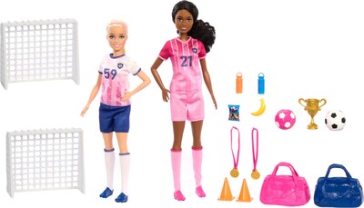 Foto 2 | Playset Barbie Careers Para Jugador De Fútbol Con 2 Muñecas Y 15 Unidades - Venta Internacional.