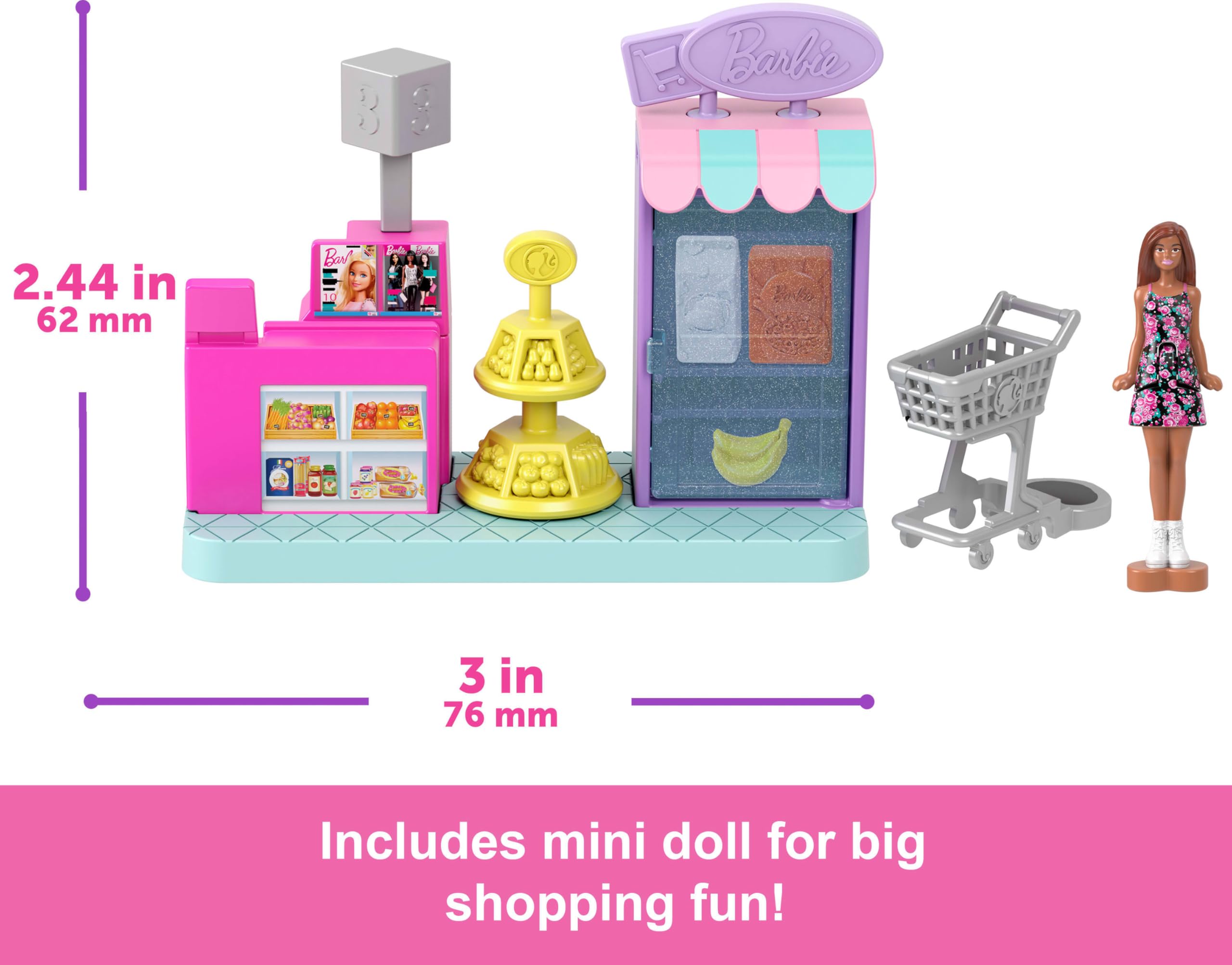 Foto 5 pulgar | Playset Barbie Mini Barbieland Supermarket Con Muñeca De 1.5 Pulgadas - Venta Internacional.
