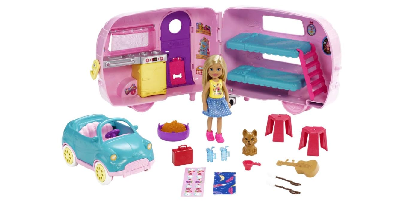 Playset Barbie Chelsea Doll Camper Con Armario Y 15 Accesorios - Venta Internacional.