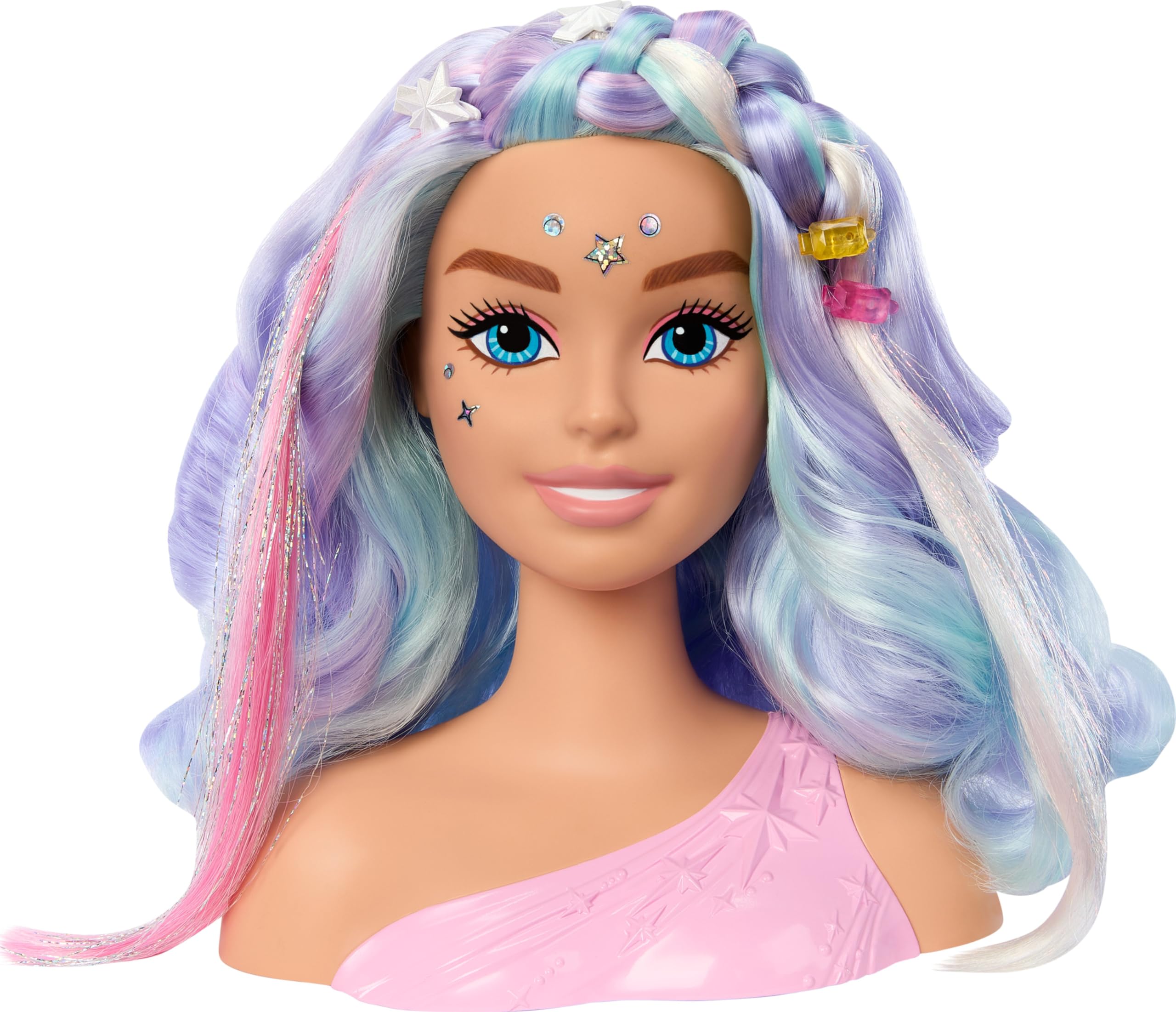 Cabeza De Muñeca Barbie Para Peinar En Colores Pastel Fantasy Con Acceso. - Venta Internacional.