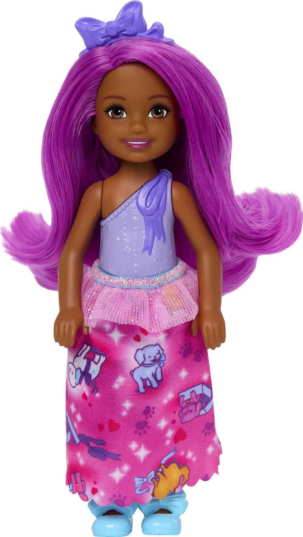 Foto 2 pulgar | Muñeca Barbie Dreamtopia Chelsea Royal Con Falda Morada De Pelo Rosa - Venta Internacional.