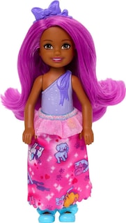 Foto 1 | Muñeca Barbie Dreamtopia Chelsea Royal Con Falda Morada De Pelo Rosa - Venta Internacional.