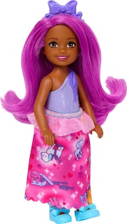 Foto 2 | Muñeca Barbie Dreamtopia Chelsea Royal Con Falda Morada De Pelo Rosa - Venta Internacional.