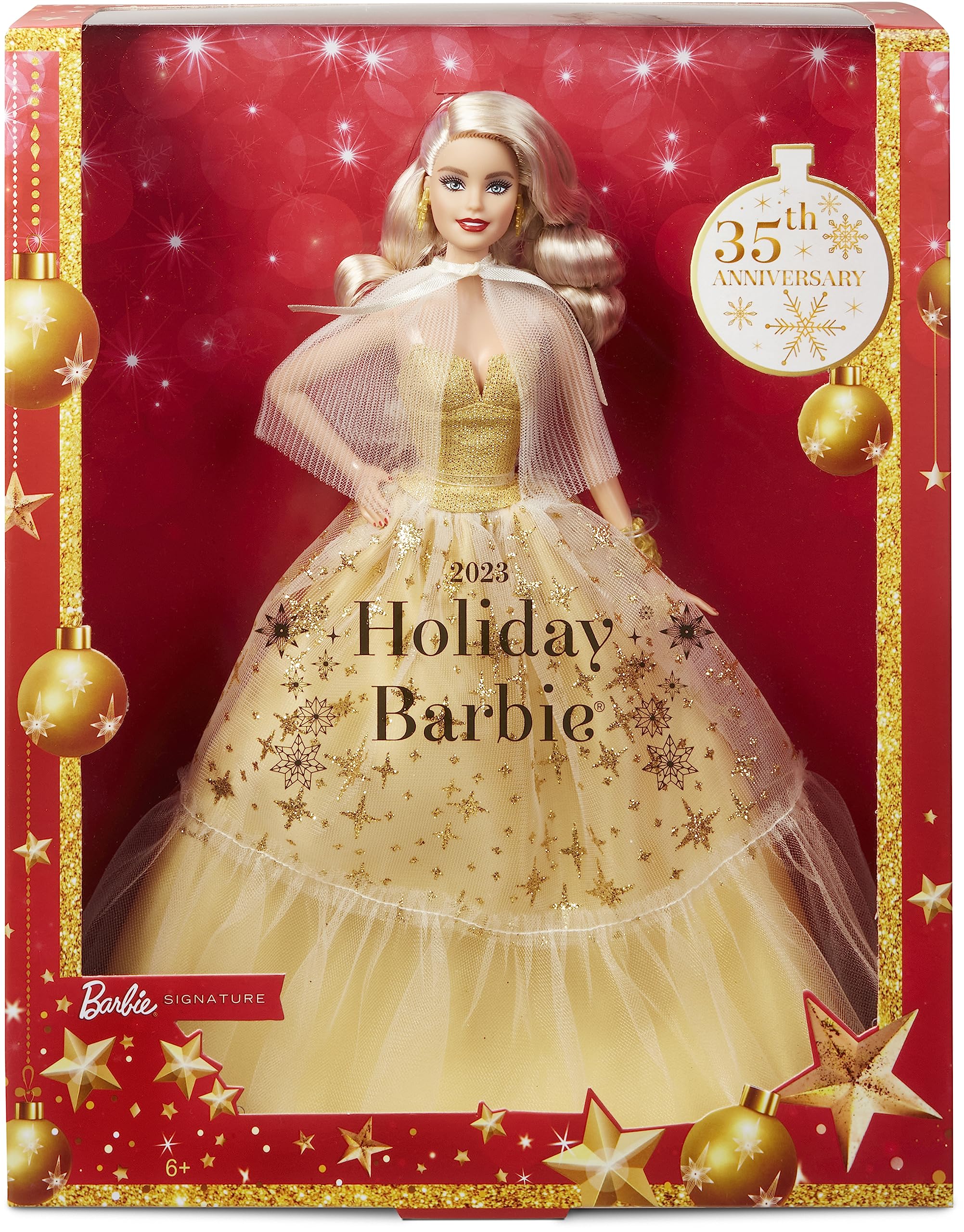 Muñeca Barbie Signature 2023 Con Cabello Rubio Navideño Con Vestido Dorado - Venta Internacional.
