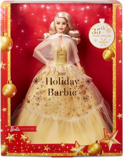 Foto 1 | Muñeca Barbie Signature 2023 Con Cabello Rubio Navideño Con Vestido Dorado - Venta Internacional.