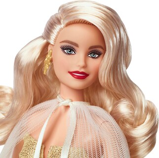 Foto 2 | Muñeca Barbie Signature 2023 Con Cabello Rubio Navideño Con Vestido Dorado - Venta Internacional.