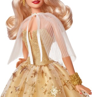 Foto 3 | Muñeca Barbie Signature 2023 Con Cabello Rubio Navideño Con Vestido Dorado - Venta Internacional.
