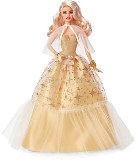 Foto 5 | Muñeca Barbie Signature 2023 Con Cabello Rubio Navideño Con Vestido Dorado - Venta Internacional.