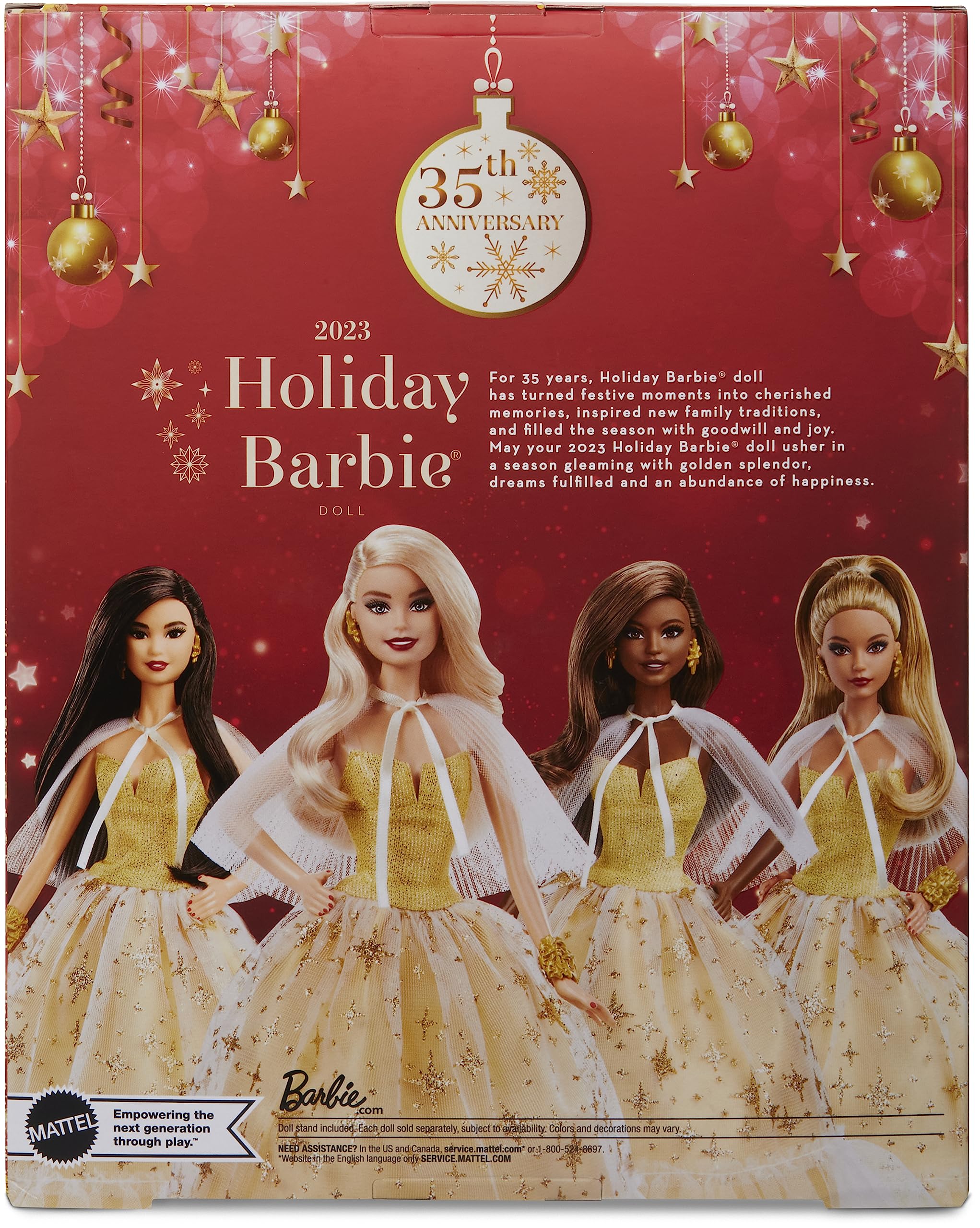 Foto 7 pulgar | Muñeca Barbie Signature 2023 Con Cabello Rubio Navideño Con Vestido Dorado - Venta Internacional.