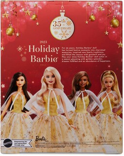 Foto 6 | Muñeca Barbie Signature 2023 Con Cabello Rubio Navideño Con Vestido Dorado - Venta Internacional.