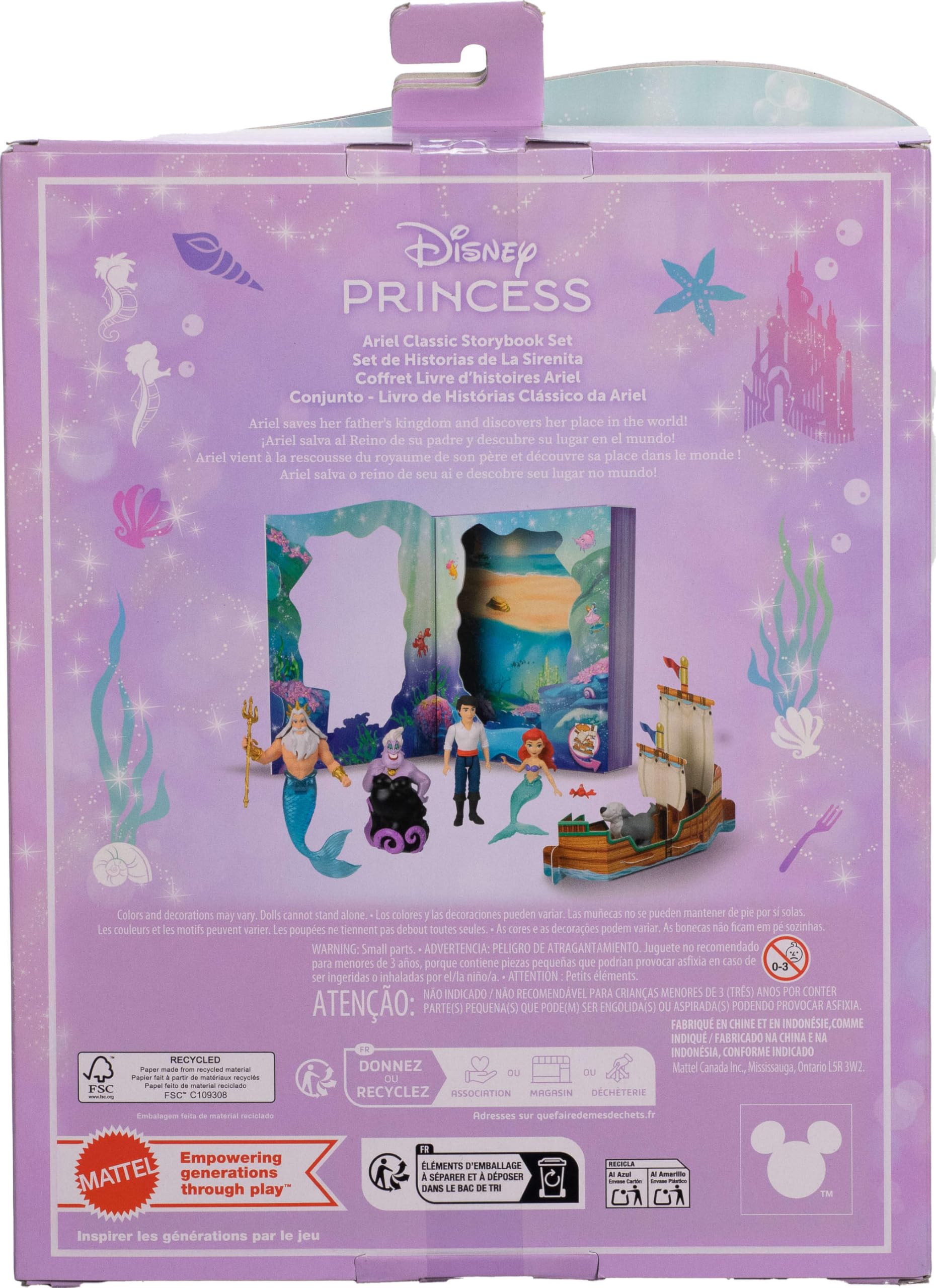 Foto 7 pulgar | Toy Mattel Disney Princess Ariel Mermaid Con 4 Muñecas Y 2 Figuras - Venta Internacional.