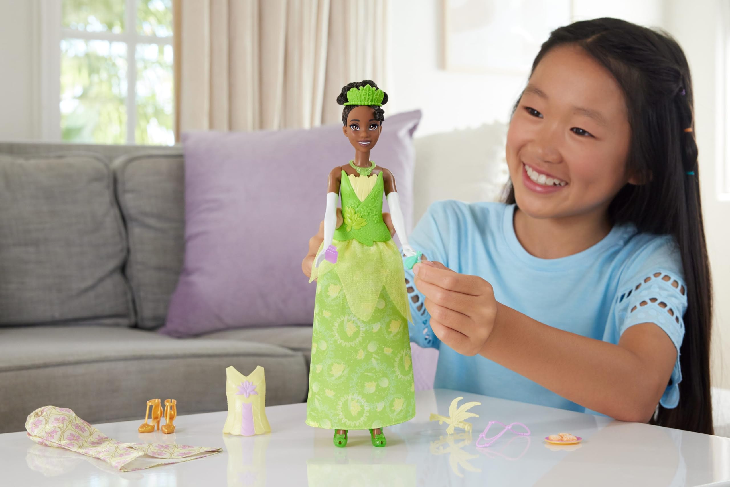 Foto 2 | Muñeca De Moda Mattel Disney Princess Tiana Con 9 Accesorios - Venta Internacional.