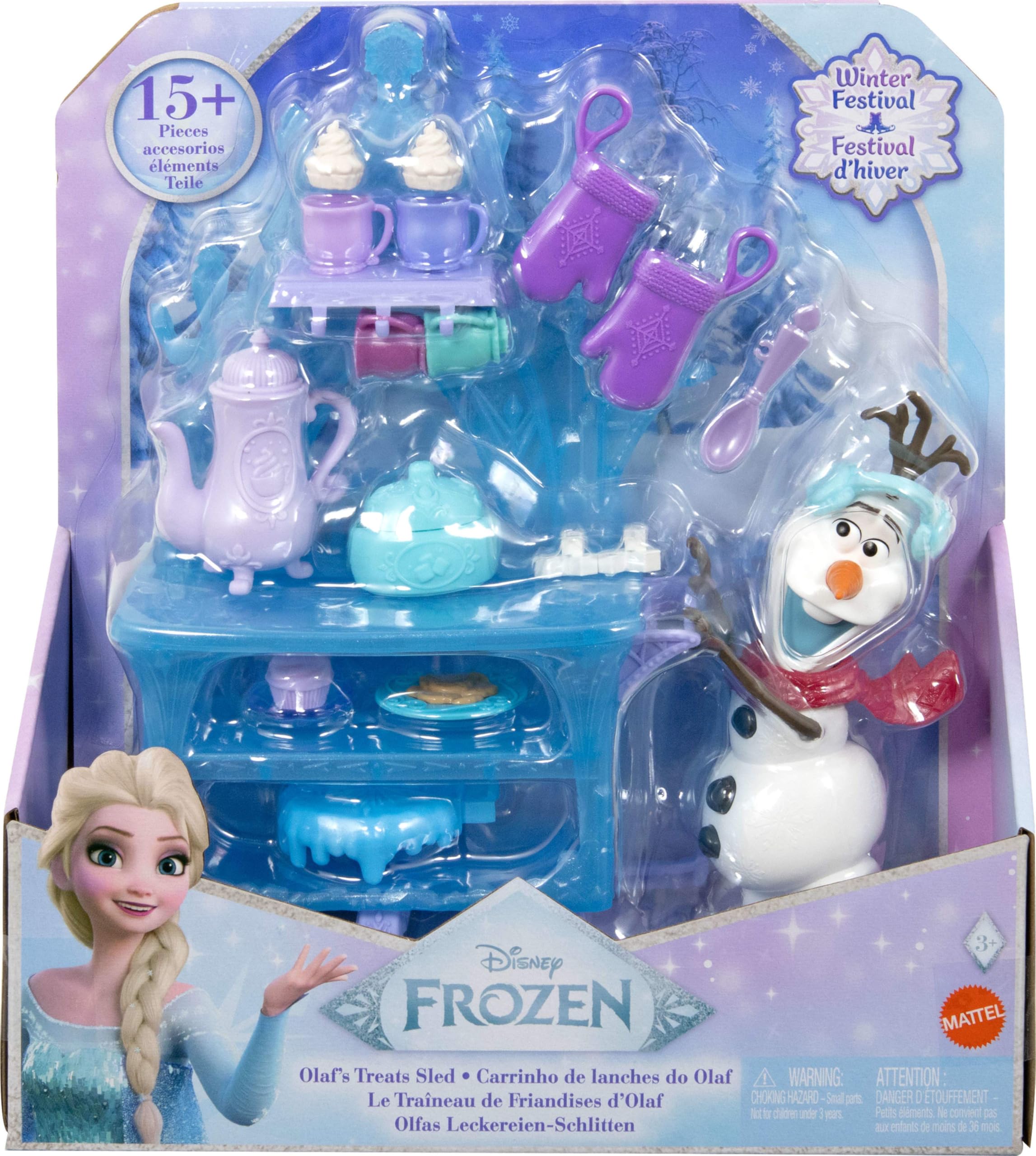 Foto 7 pulgar | Muñeco Frozen Olaf De Toy Mattel Disney Con Set De Juego Treat Sled - Venta Internacional.