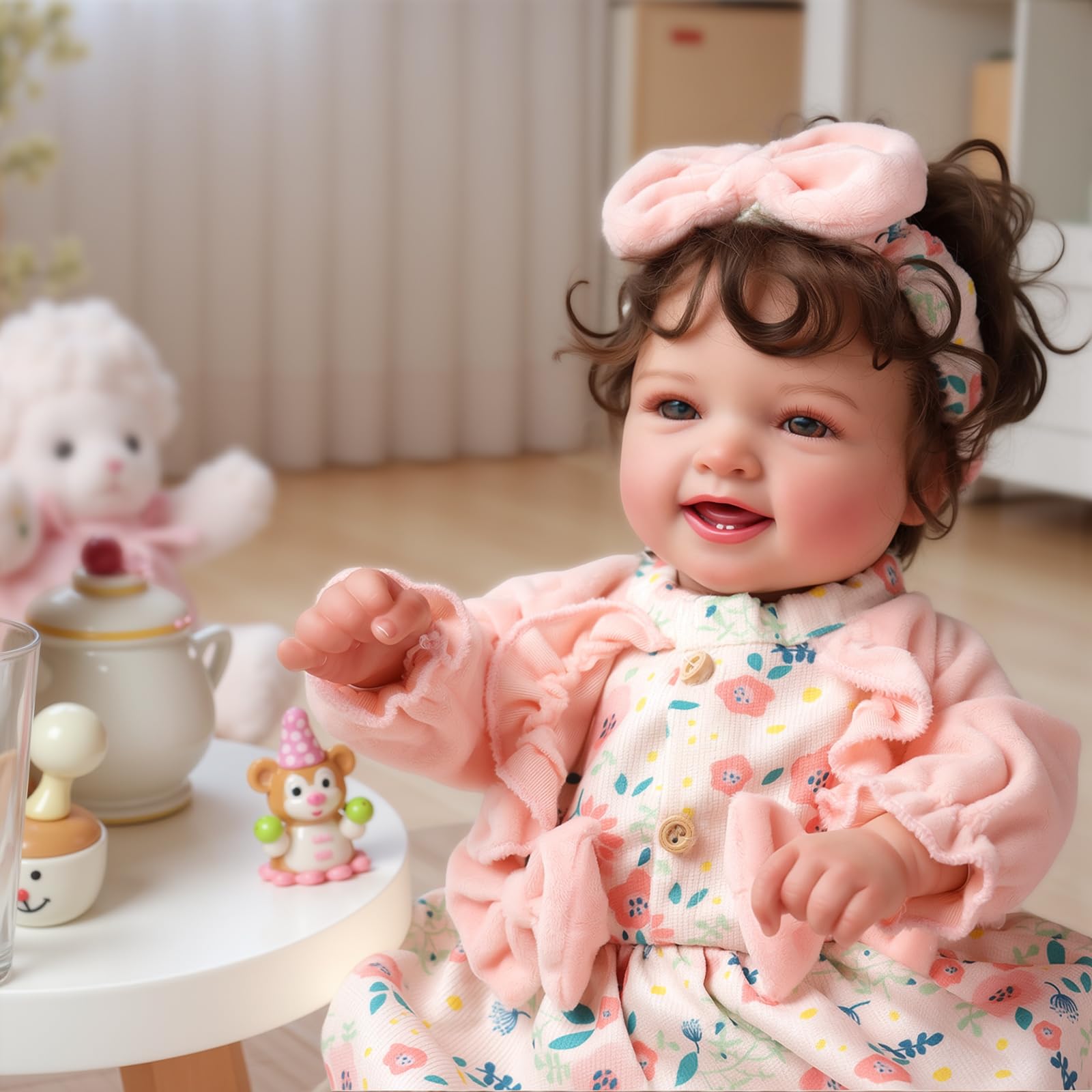 Foto 5 pulgar | Muñeca Reborn Babeside Bailyn, 43 Cm, Con Pelo Castaño Rizado - Venta Internacional.