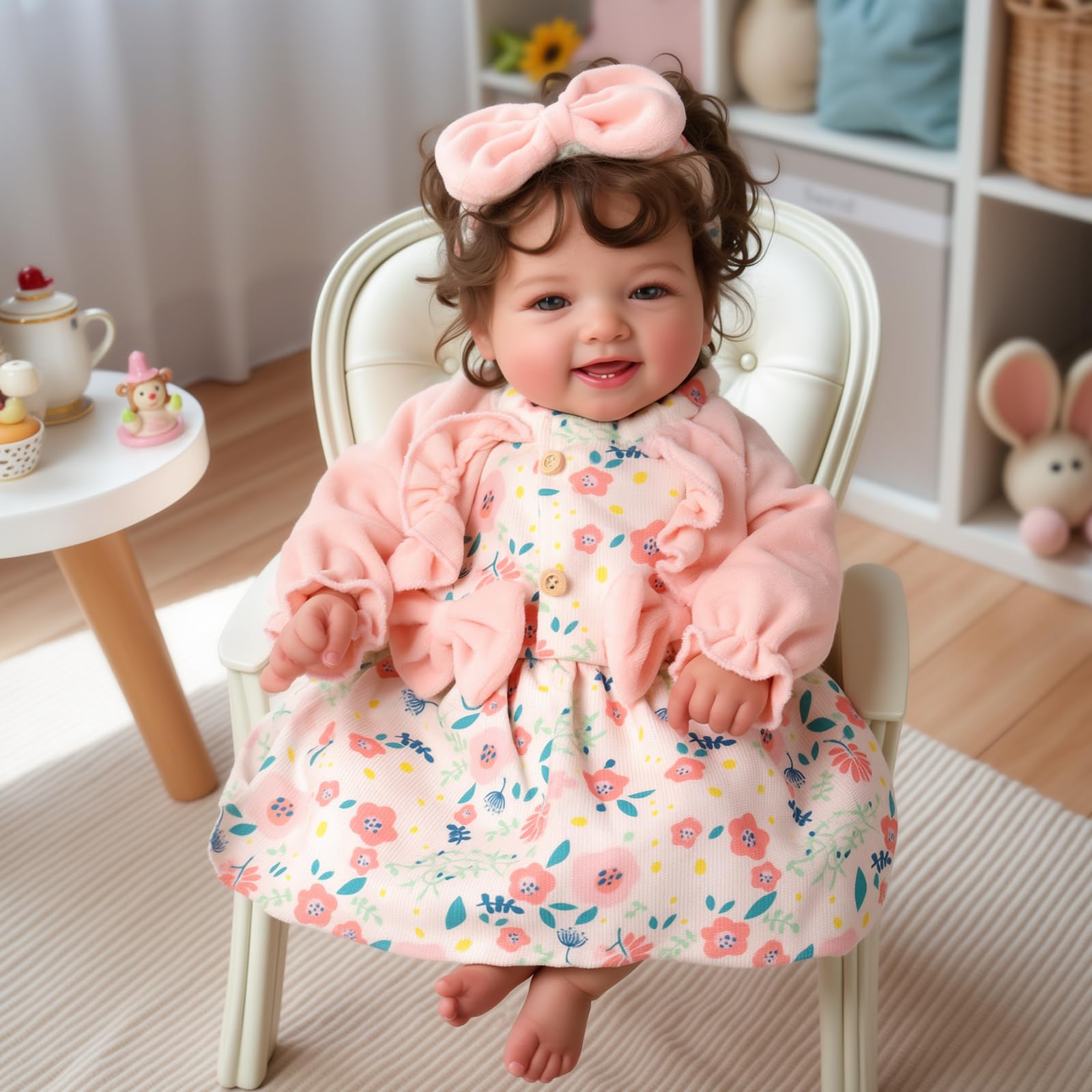 Foto 7 pulgar | Muñeca Reborn Babeside Bailyn, 43 Cm, Con Pelo Castaño Rizado - Venta Internacional.