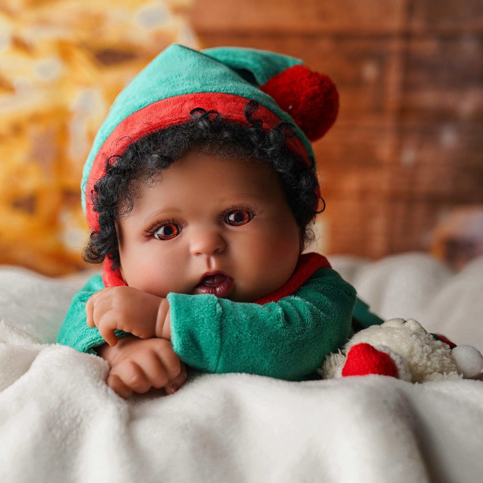 Foto 3 pulgar | Muñeca Reborn Babeside Para Niña Negra, 50 Cm, Con Traje Navideño - Venta Internacional.