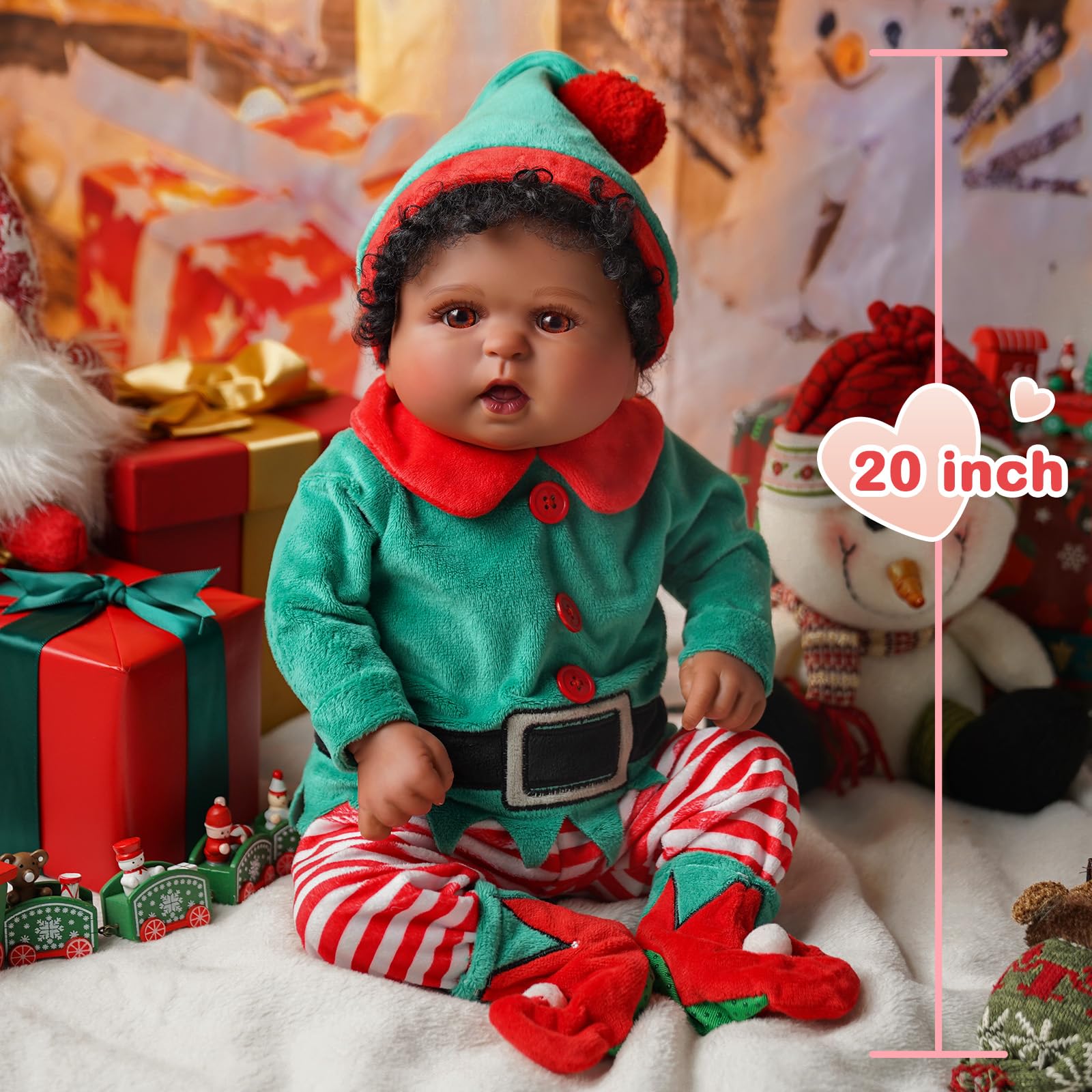 Foto 5 pulgar | Muñeca Reborn Babeside Para Niña Negra, 50 Cm, Con Traje Navideño - Venta Internacional.
