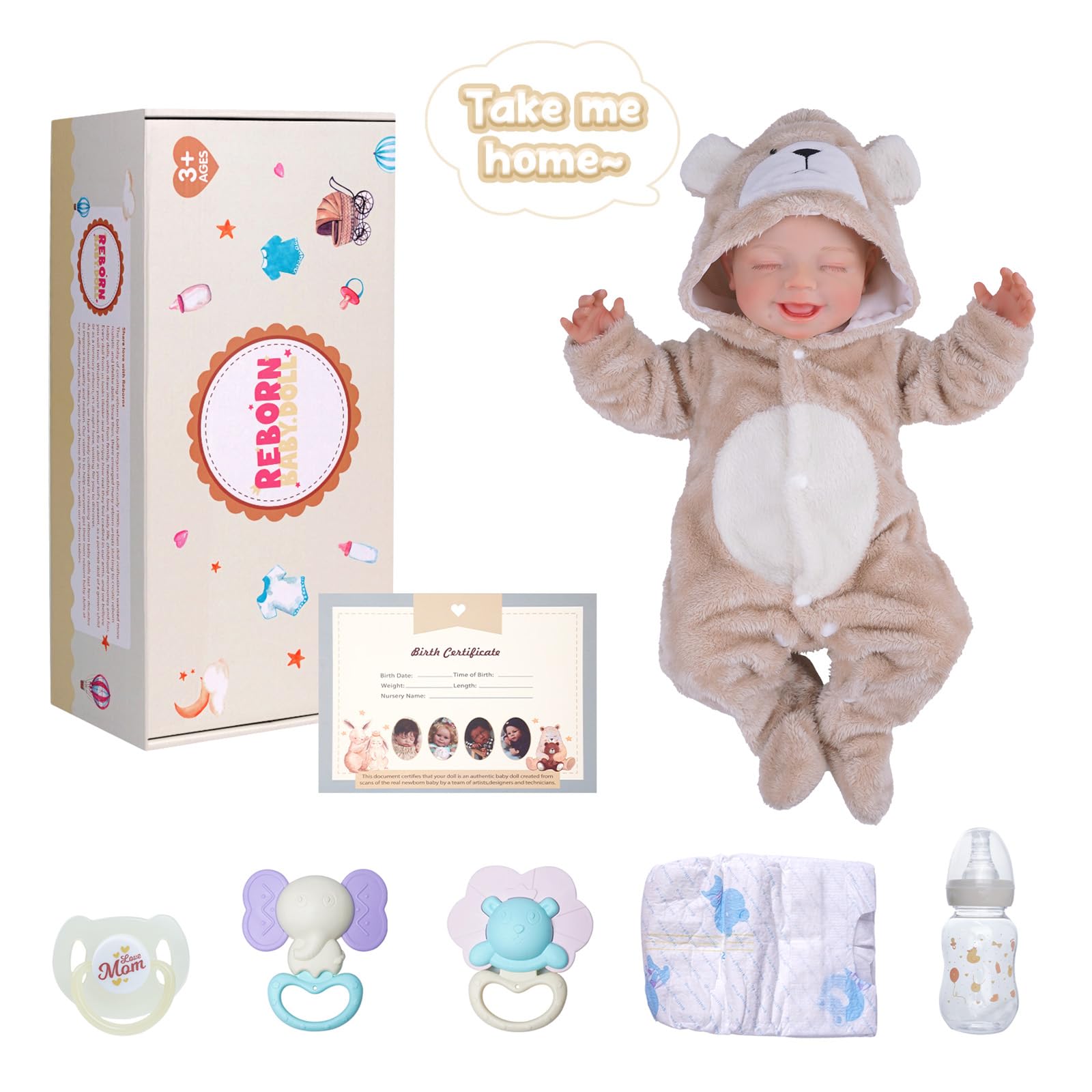 Foto 8 pulgar | Muñeca Reborn Babeside Claire De 50 Cm Con Kit De Alimentación Para Más De 3 Años - Venta Internacional.