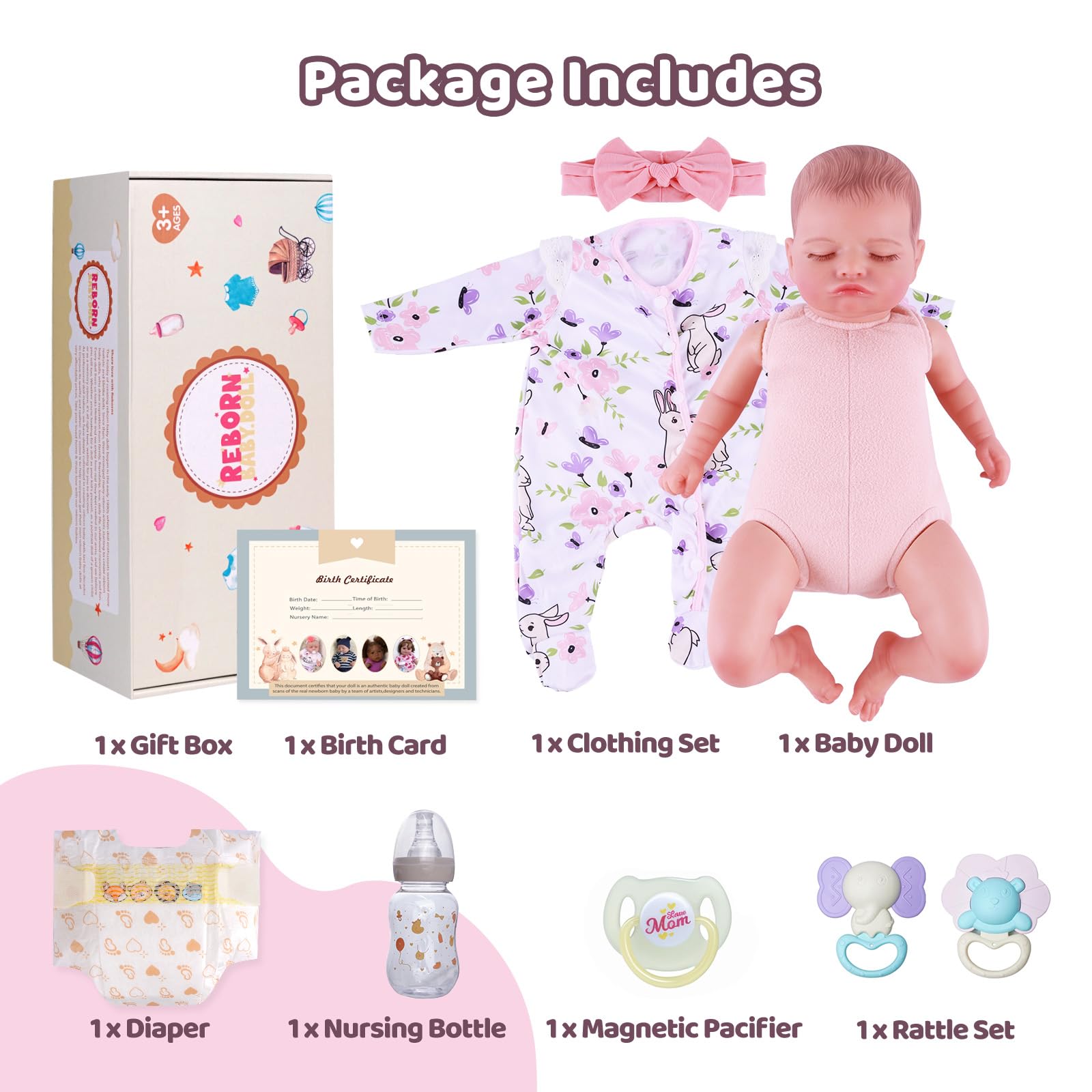 Foto 7 pulgar | Muñeca Reborn Babeside Rosalie De 50 Cm Con Accesorios Para Más De 3 Años - Venta Internacional.