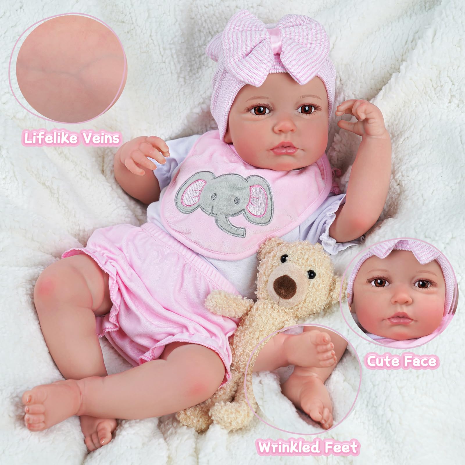 Foto 3 pulgar | Muñeca Reborn Babeside Fiona de 50 cm con Kit de Alimentación y Caja de Regalo - Venta Internacional