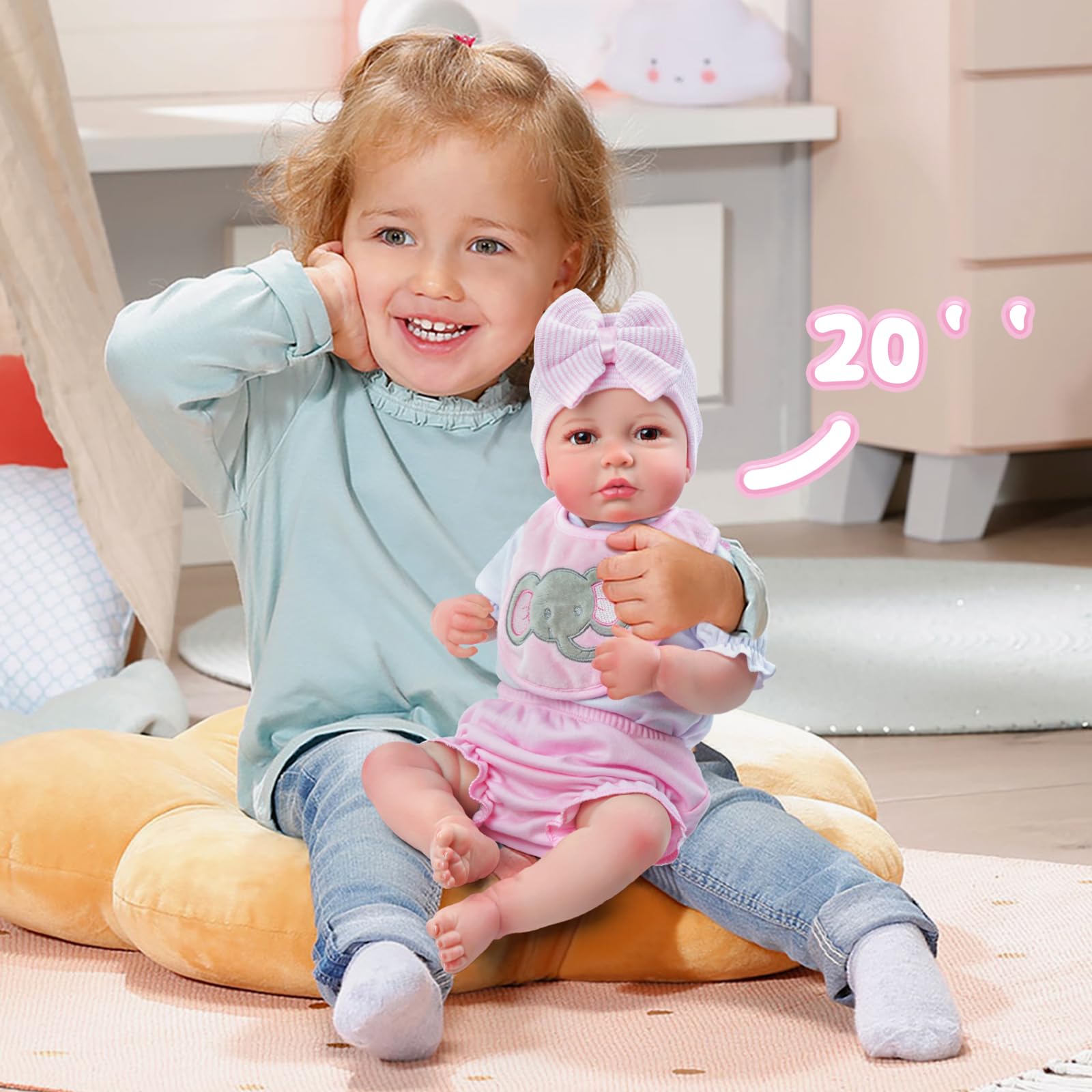 Foto 7 pulgar | Muñeca Reborn Babeside Fiona de 50 cm con Kit de Alimentación y Caja de Regalo - Venta Internacional
