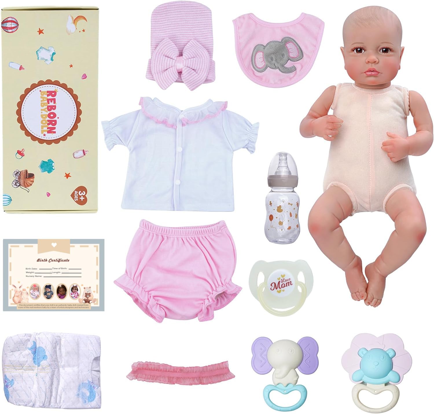 Foto 8 pulgar | Muñeca Reborn Babeside Fiona de 50 cm con Kit de Alimentación y Caja de Regalo - Venta Internacional