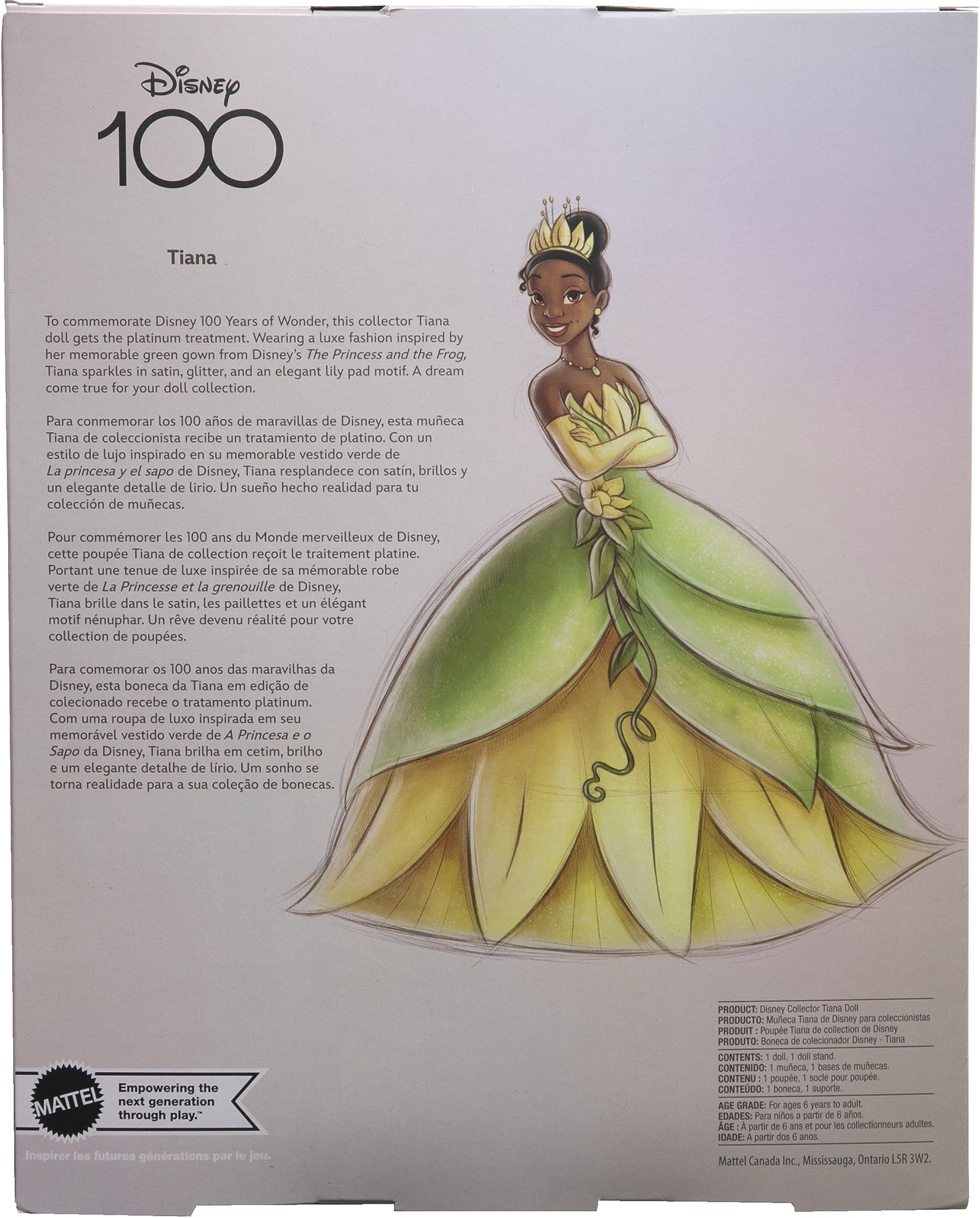 Foto 7 pulgar | Muñeca De Coleccionista Mattel Disney Princess Tiana 100 Years - Venta Internacional.