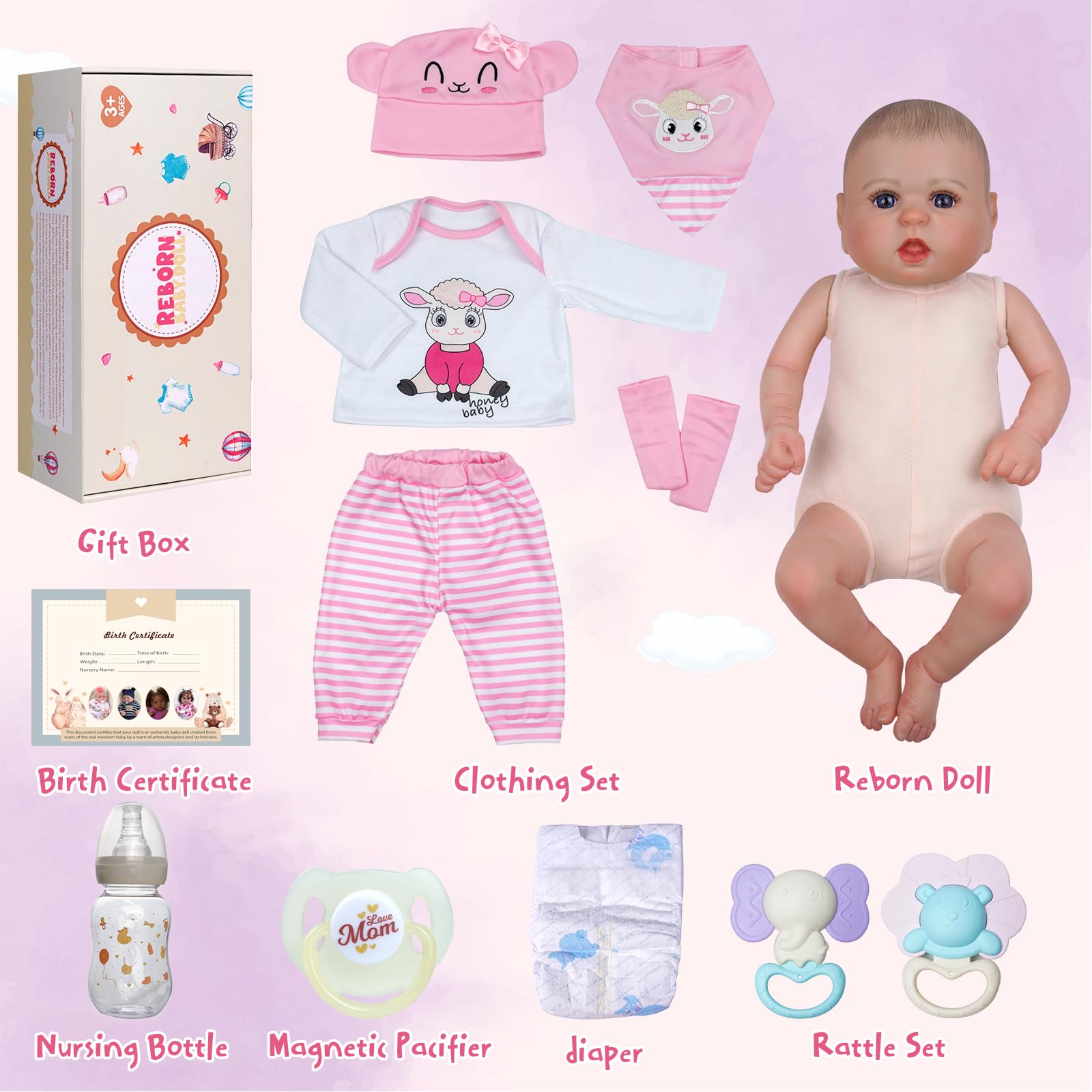 Foto 7 pulgar | Muñeca Reborn Babeside Bailyn De 50 Cm Con Conjunto De Ropa Y Accesorios - Venta Internacional
