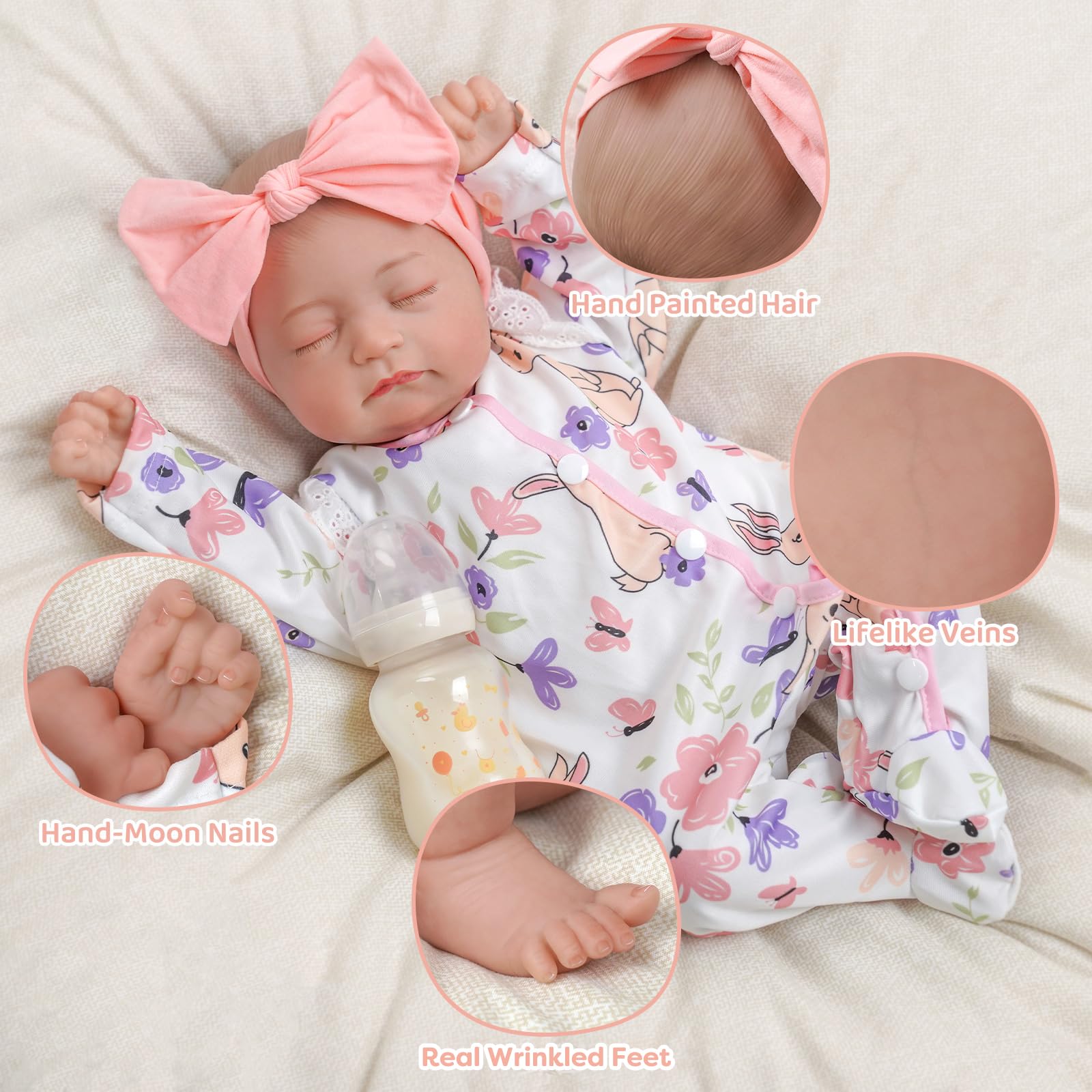 Foto 2 | Muñeca Reborn Babeside Connie De 50 Cm Con Accesorios Completos - Venta Internacional