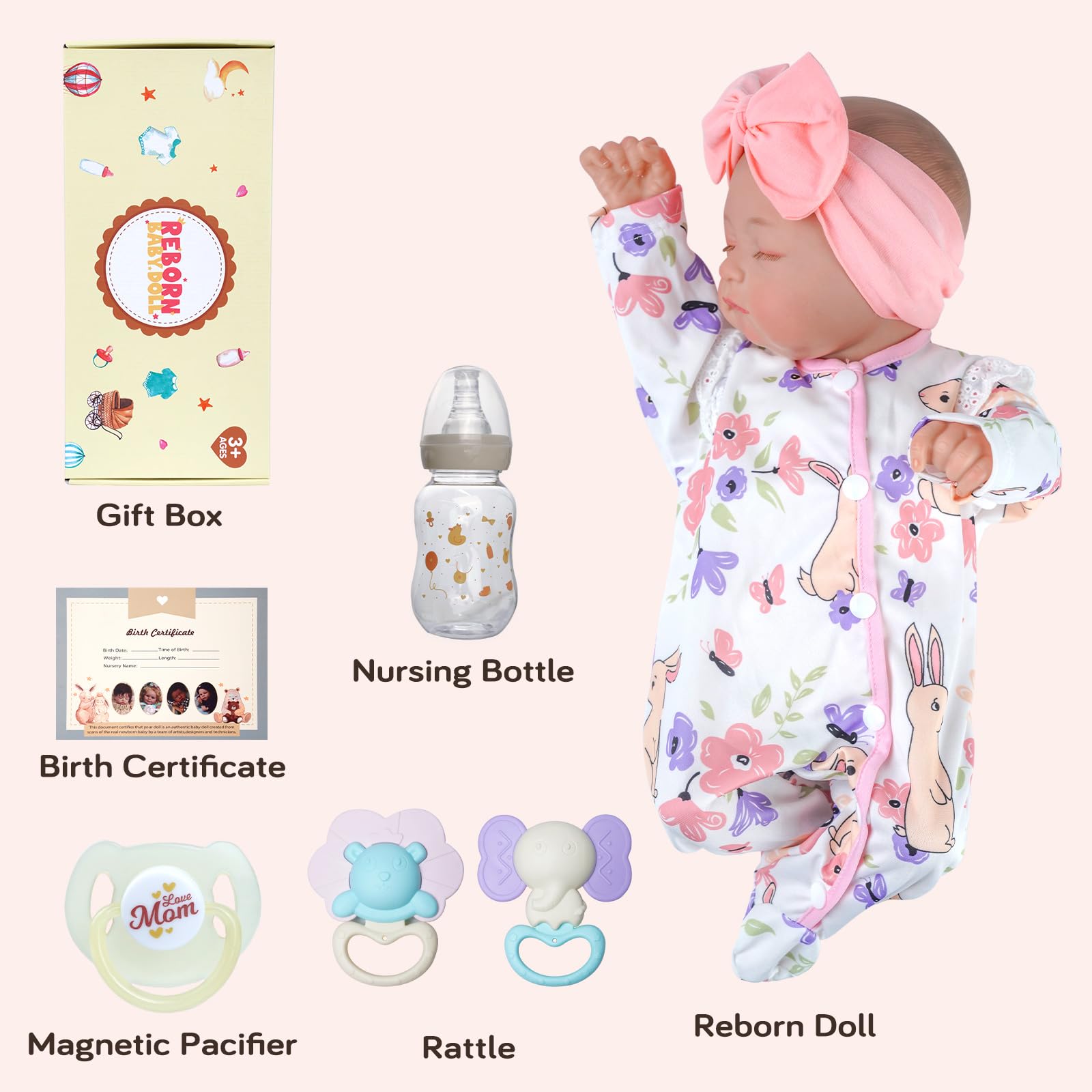 Foto 7 pulgar | Muñeca Reborn Babeside Connie De 50 Cm Con Accesorios Completos - Venta Internacional